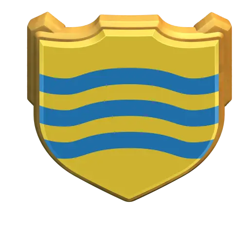 Golden Shield with Blue Stripes Design