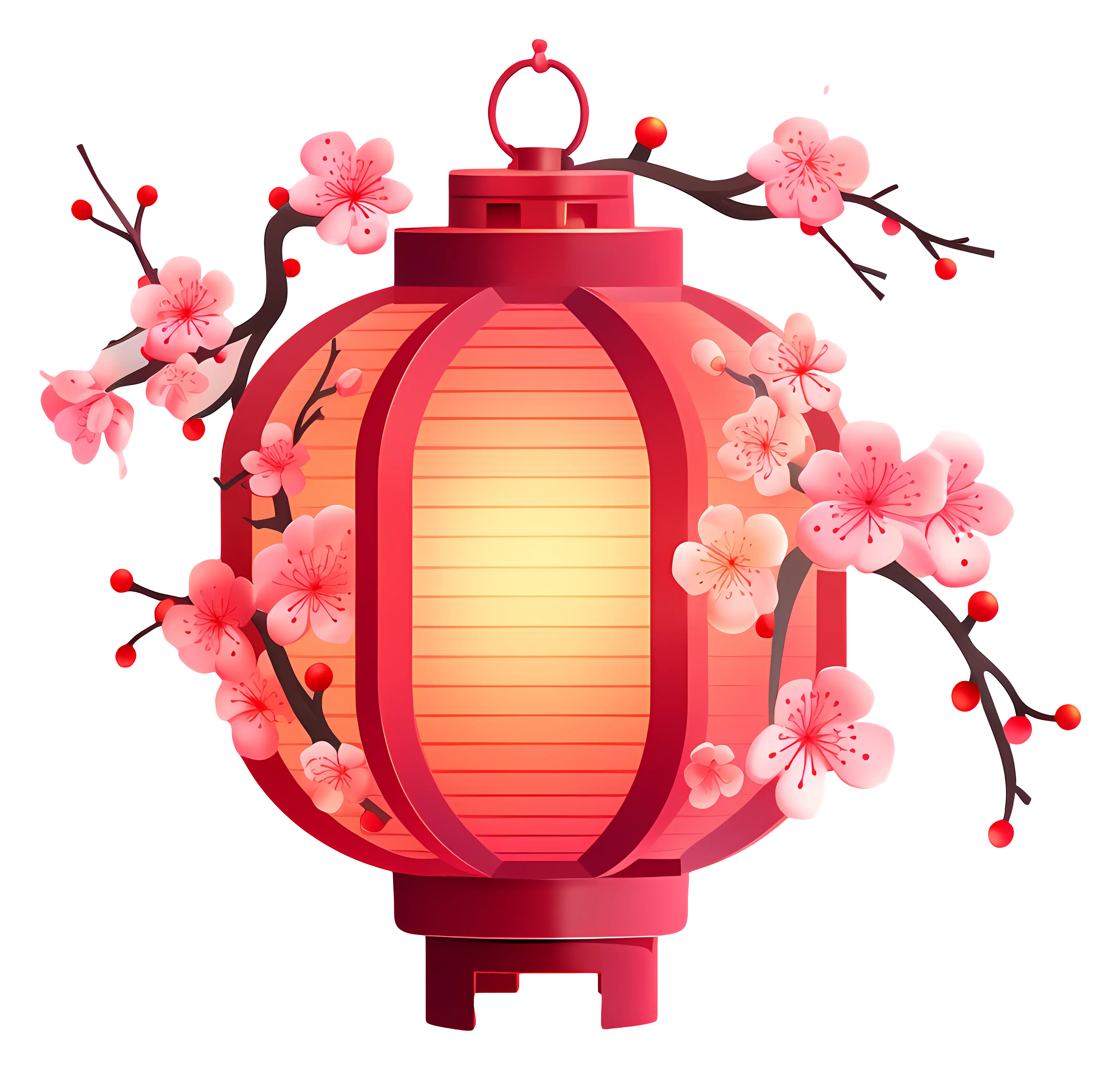 Red Lantern with Cherry Blossoms