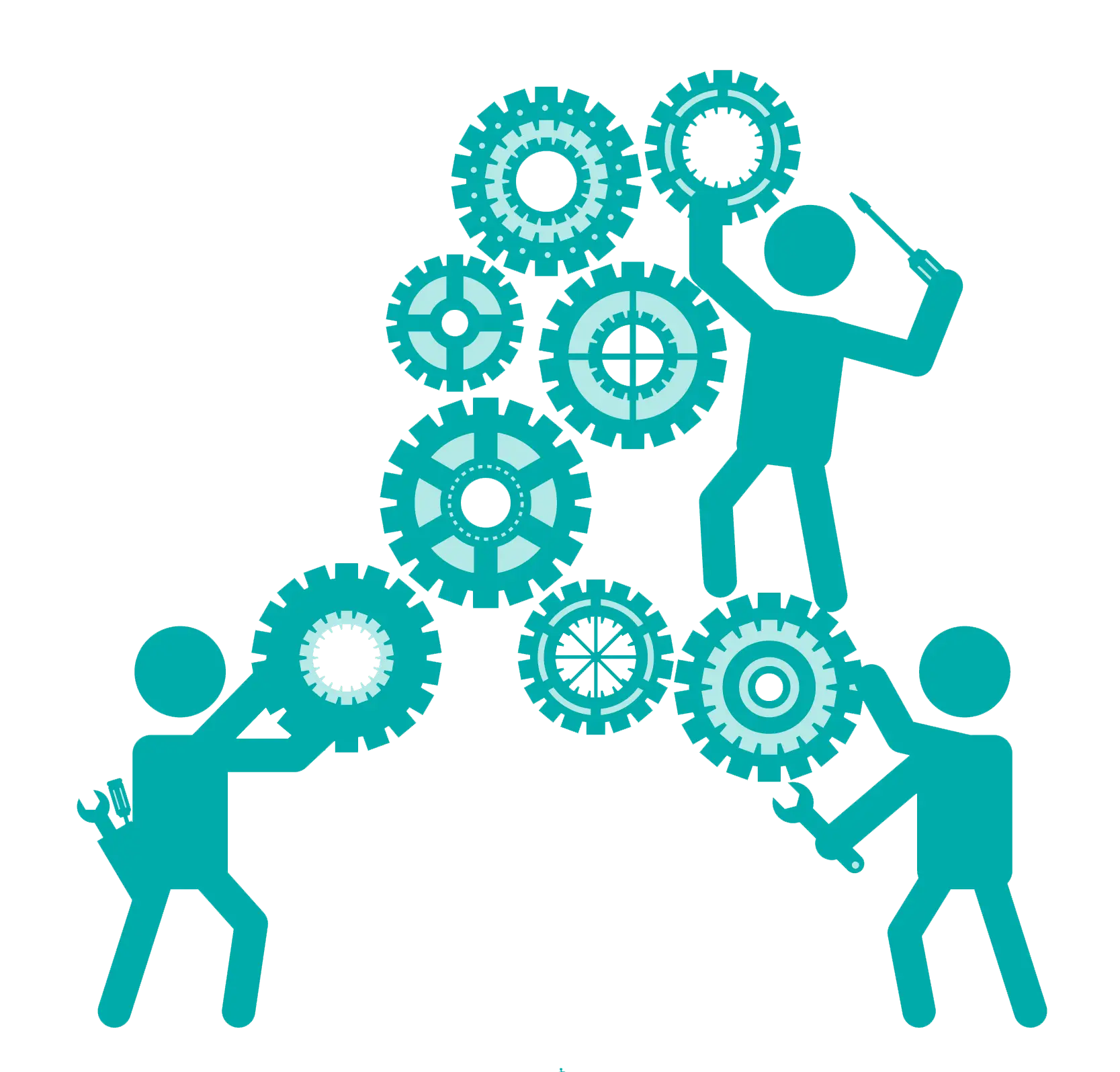 Teamwork and Collaboration with Gear Wheels Illustration