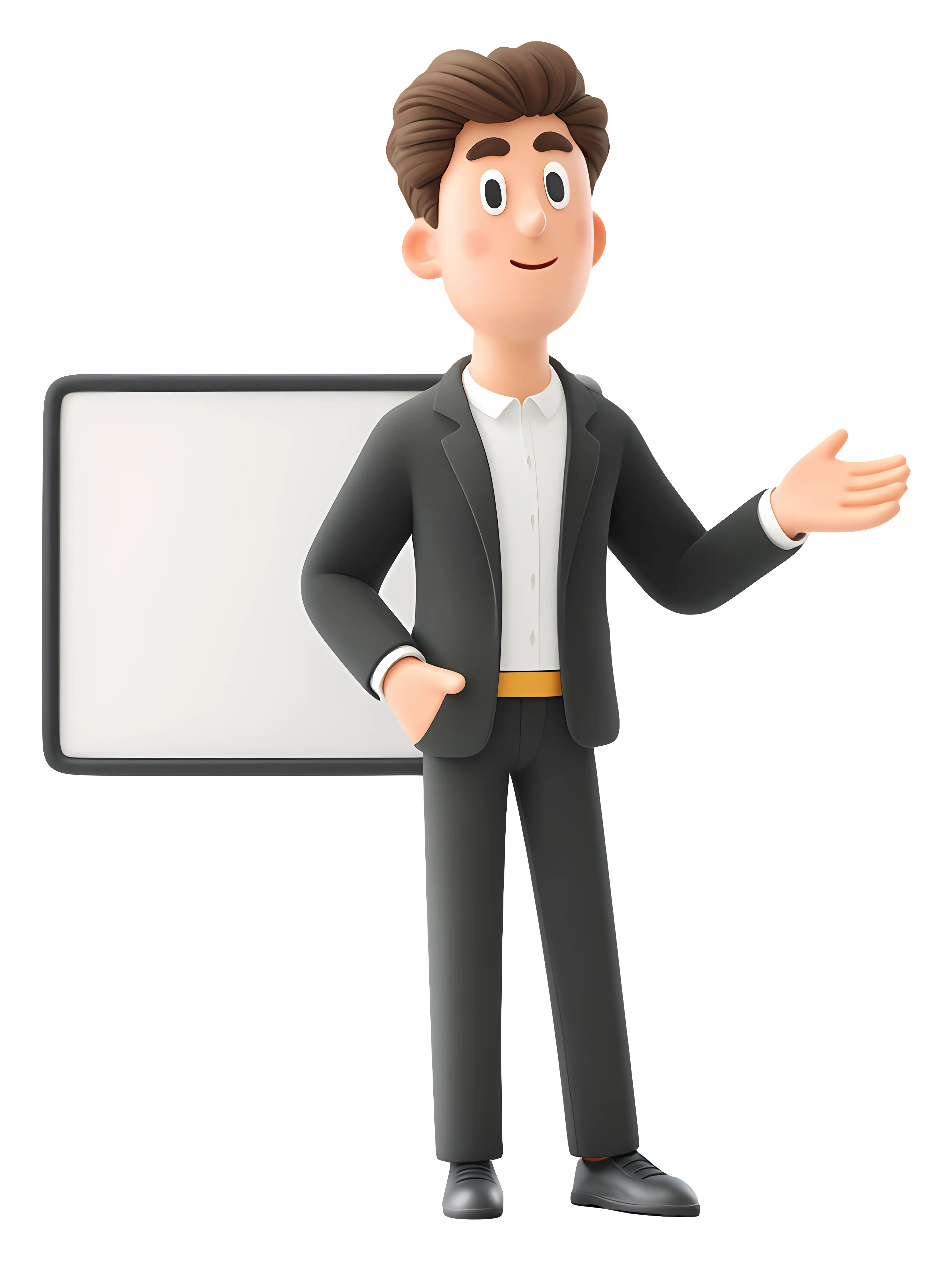 Businessman Presenting with Whiteboard