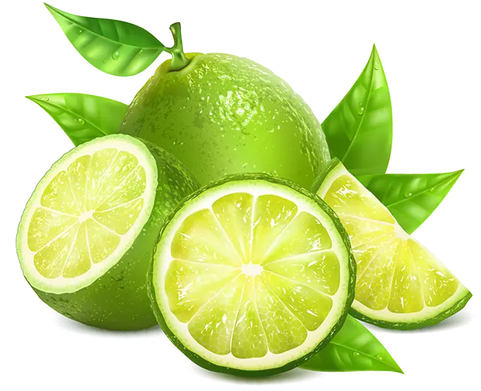 Bright Green Lime Fruits with Leaves