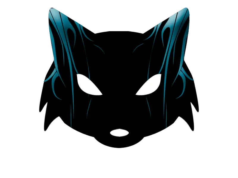 Black Cat Mask with Blue Accents