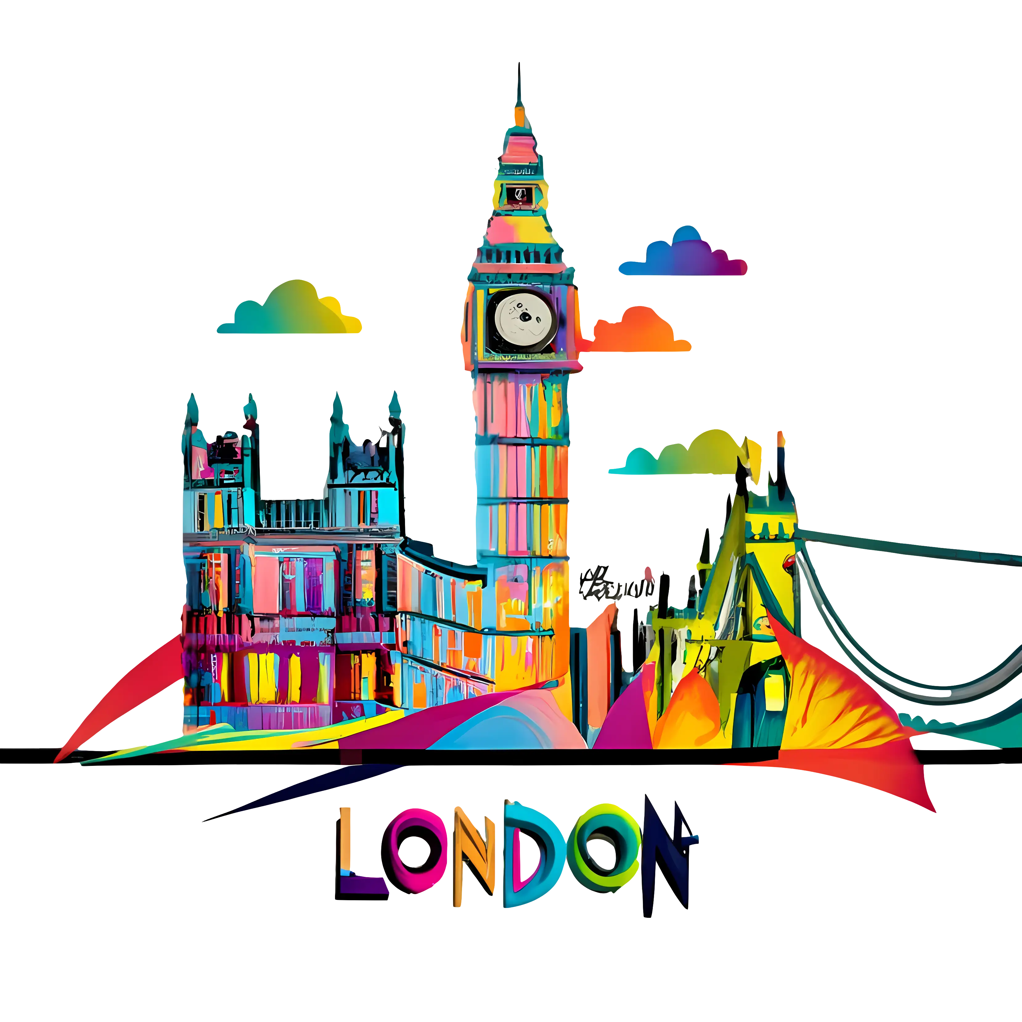 Colorful London Skyline with Big Ben