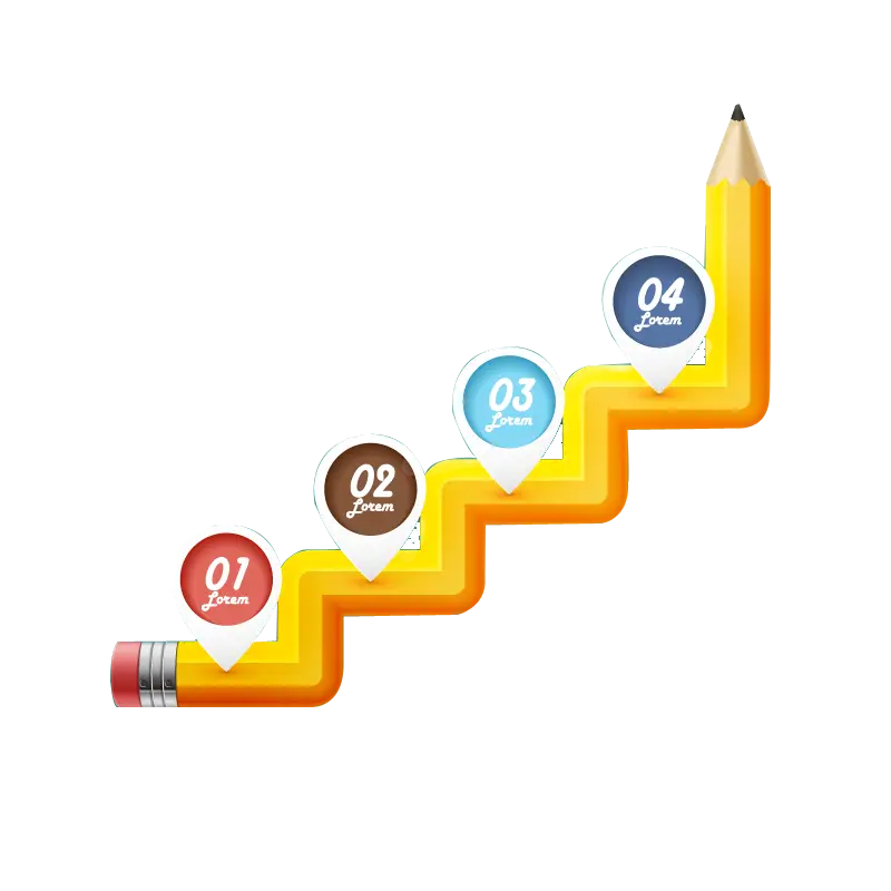 Pencil with Step Progress Markers