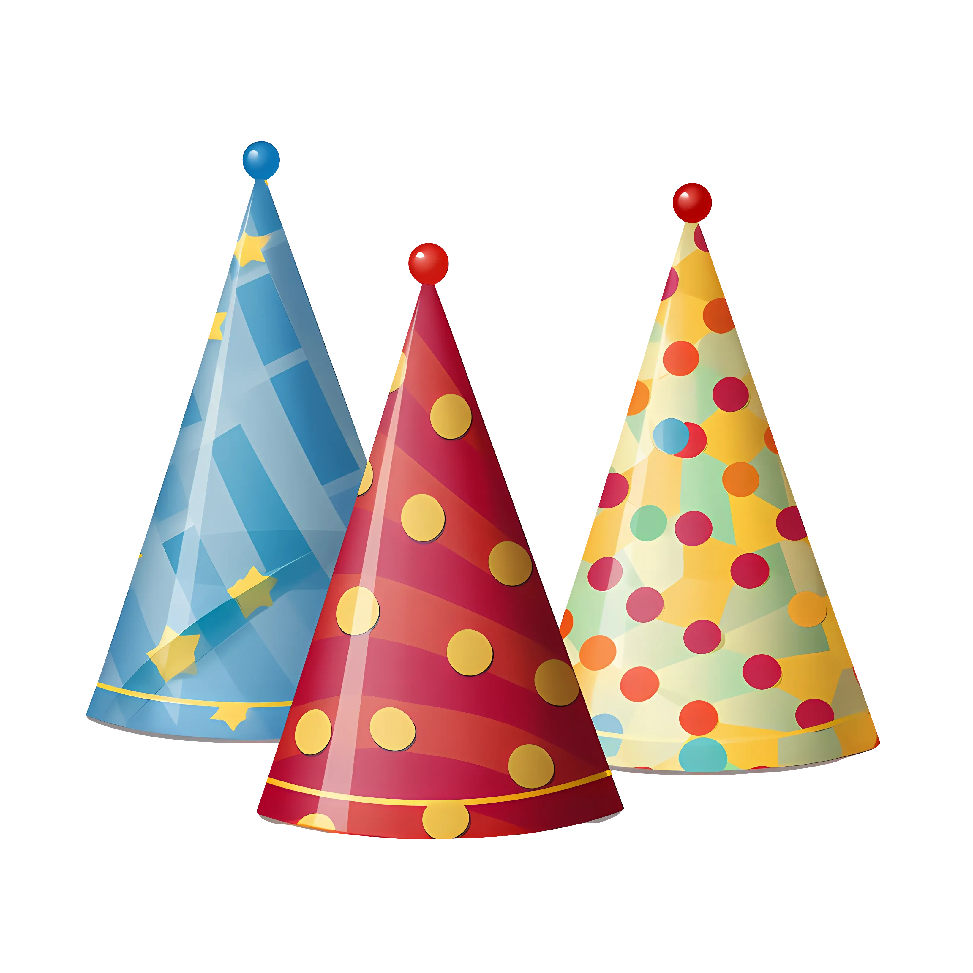 Colorful Party Hats with Patterns