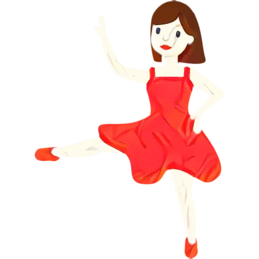 Dancing Girl in Red Dress Illustration