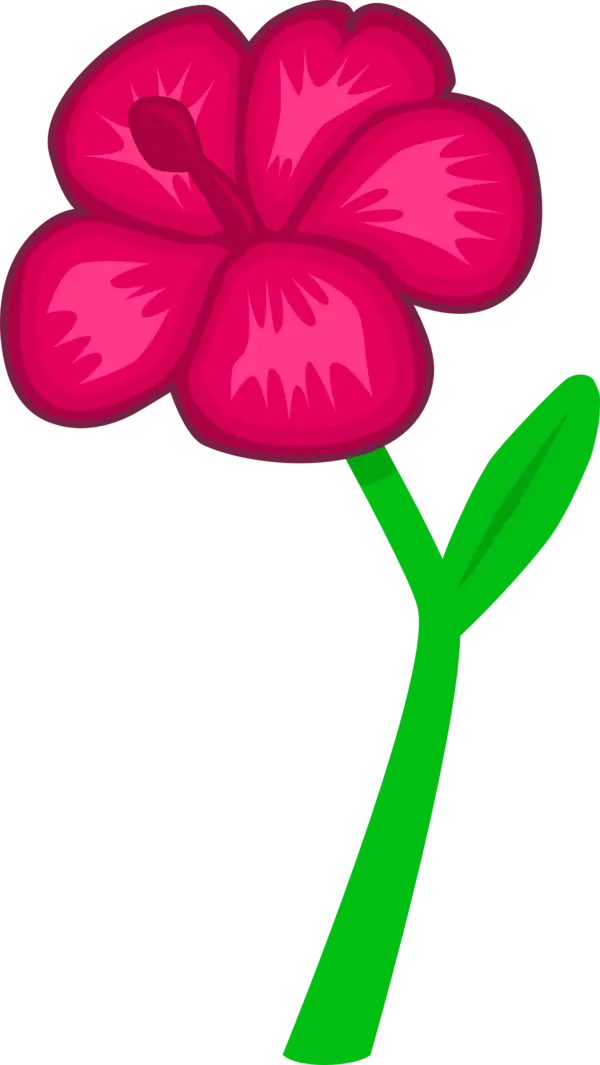 Pink Flower Drawing with Green Stem