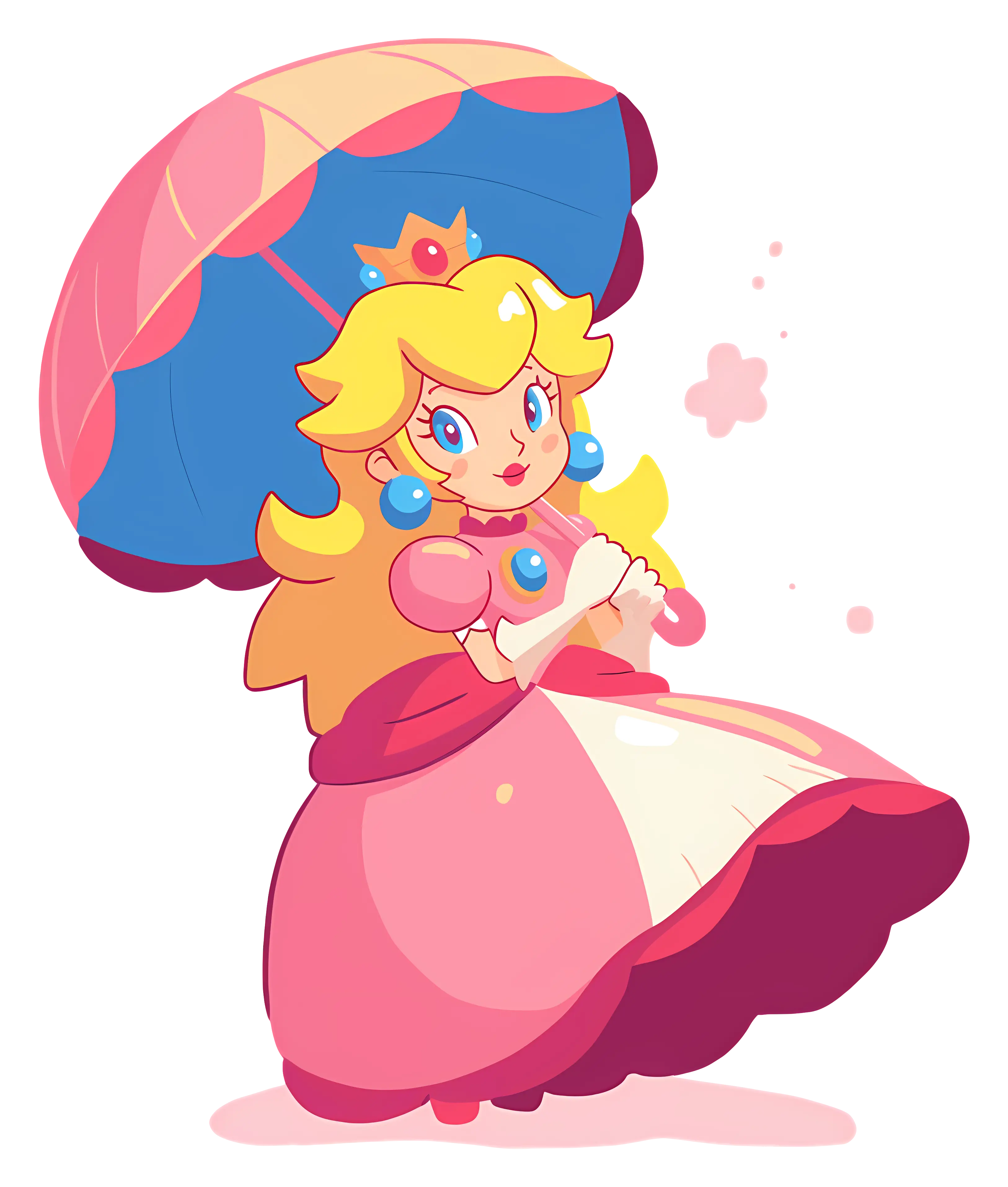 Cartoon Princess with an Umbrella