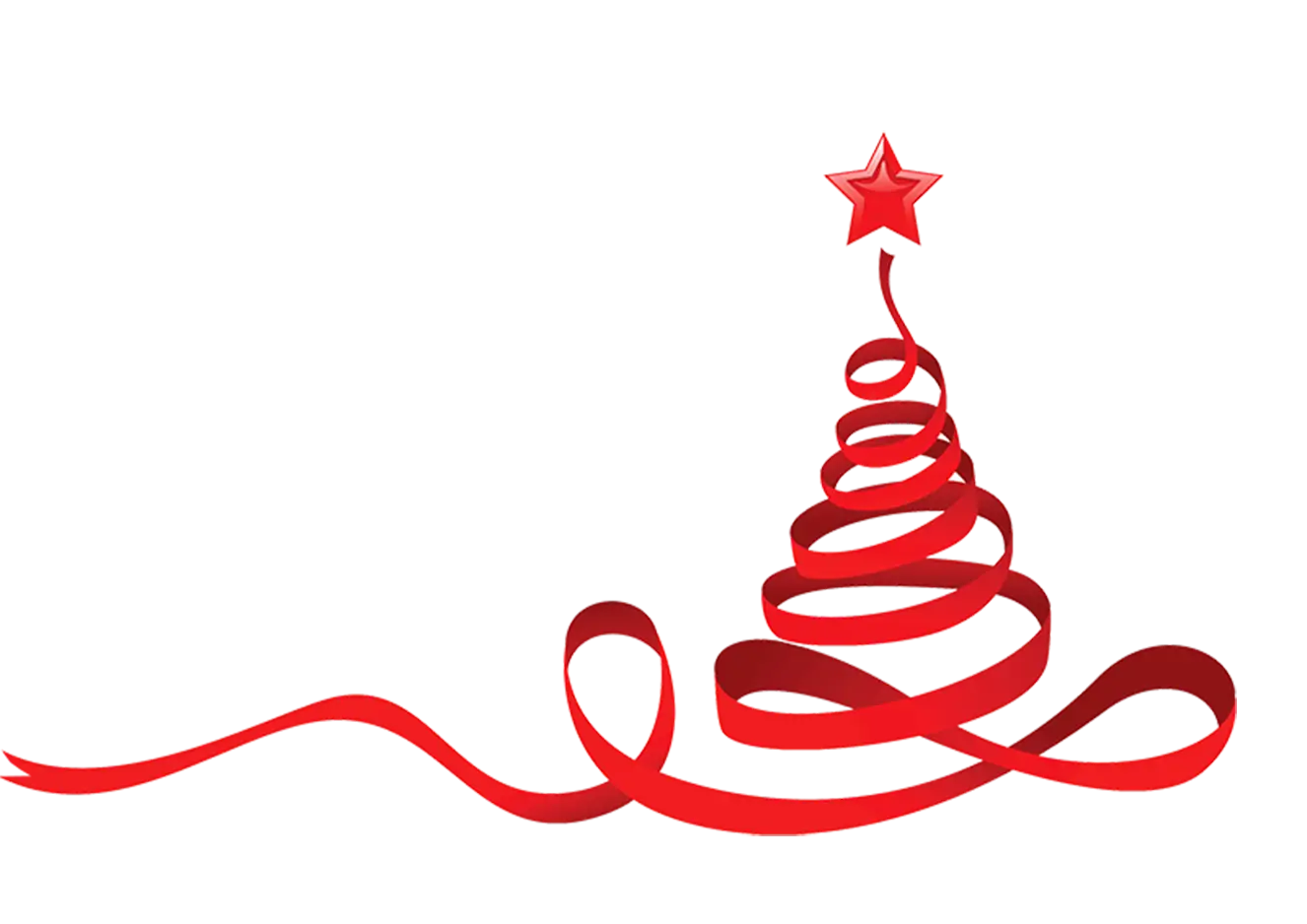 Red Ribbon Christmas Tree with Star
