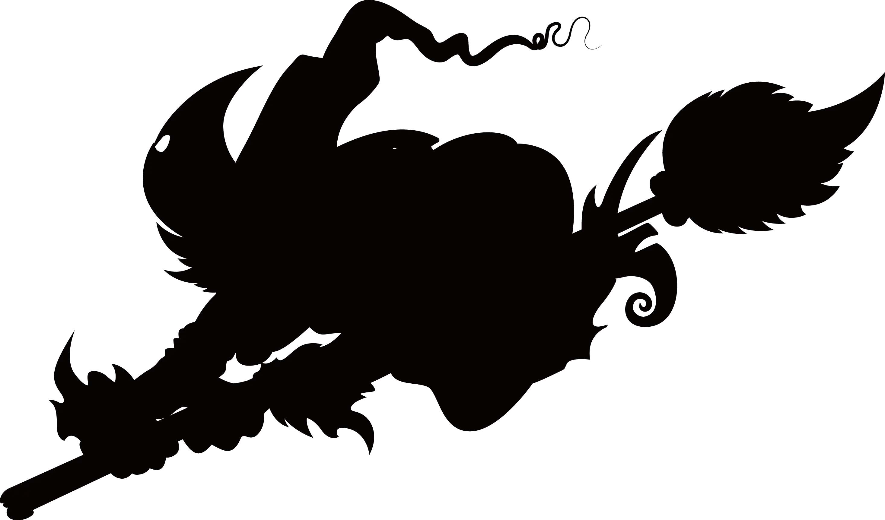 Flying Witch Silhouette on Broomstick