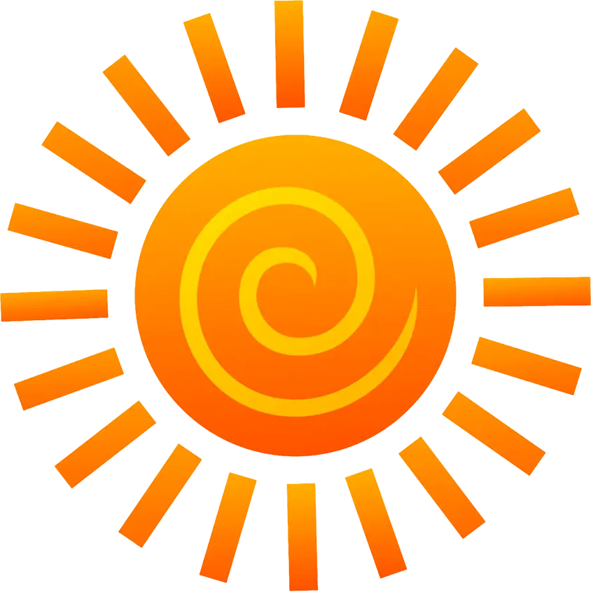 Yellow Sun Icon with Radiating Rays
