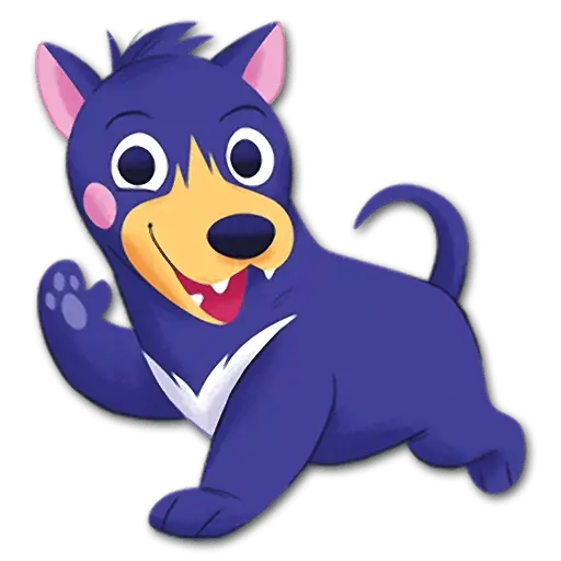 Playful Blue Cartoon Dog Illustration