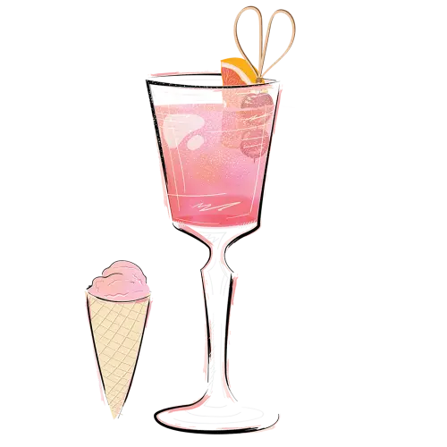 Pink Drink and Ice Cream Illustration