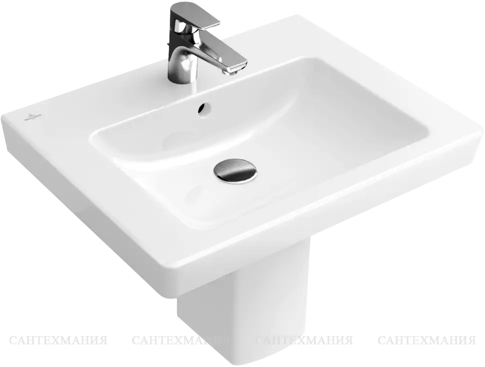 White Ceramic Sink with Faucet