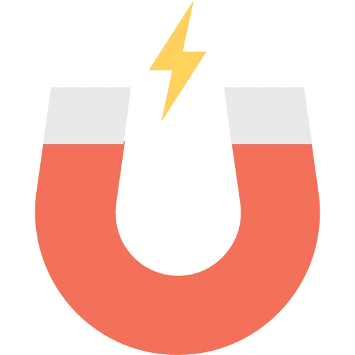 Red U-shaped Magnet with Lightning