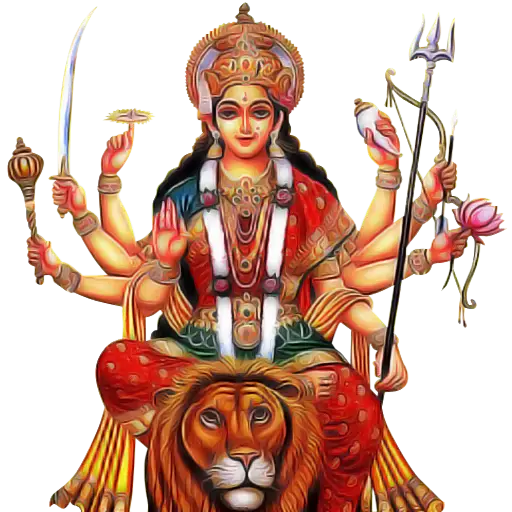 Goddess with Multiple Arms and Lion