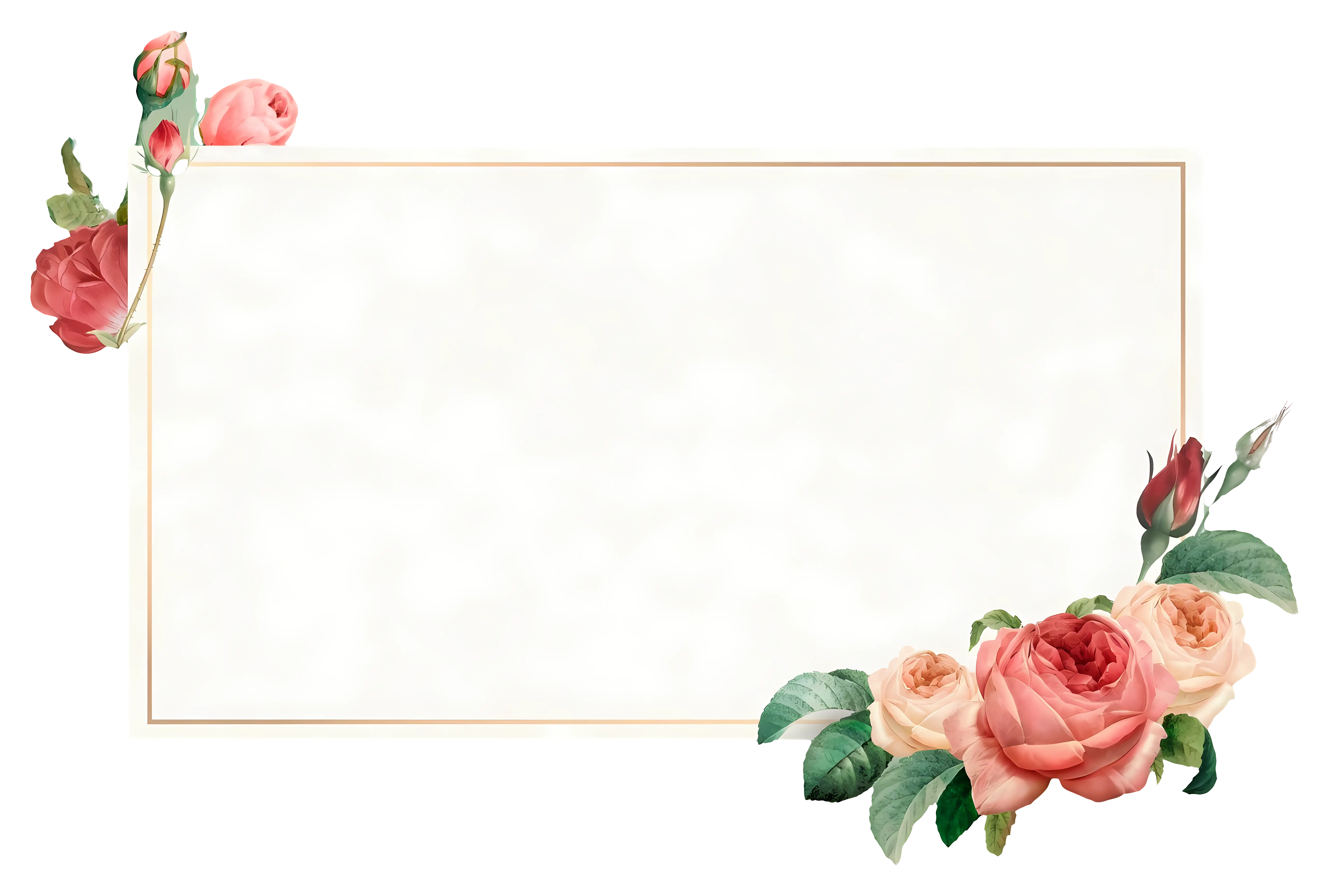 Floral Border Frame with Roses
