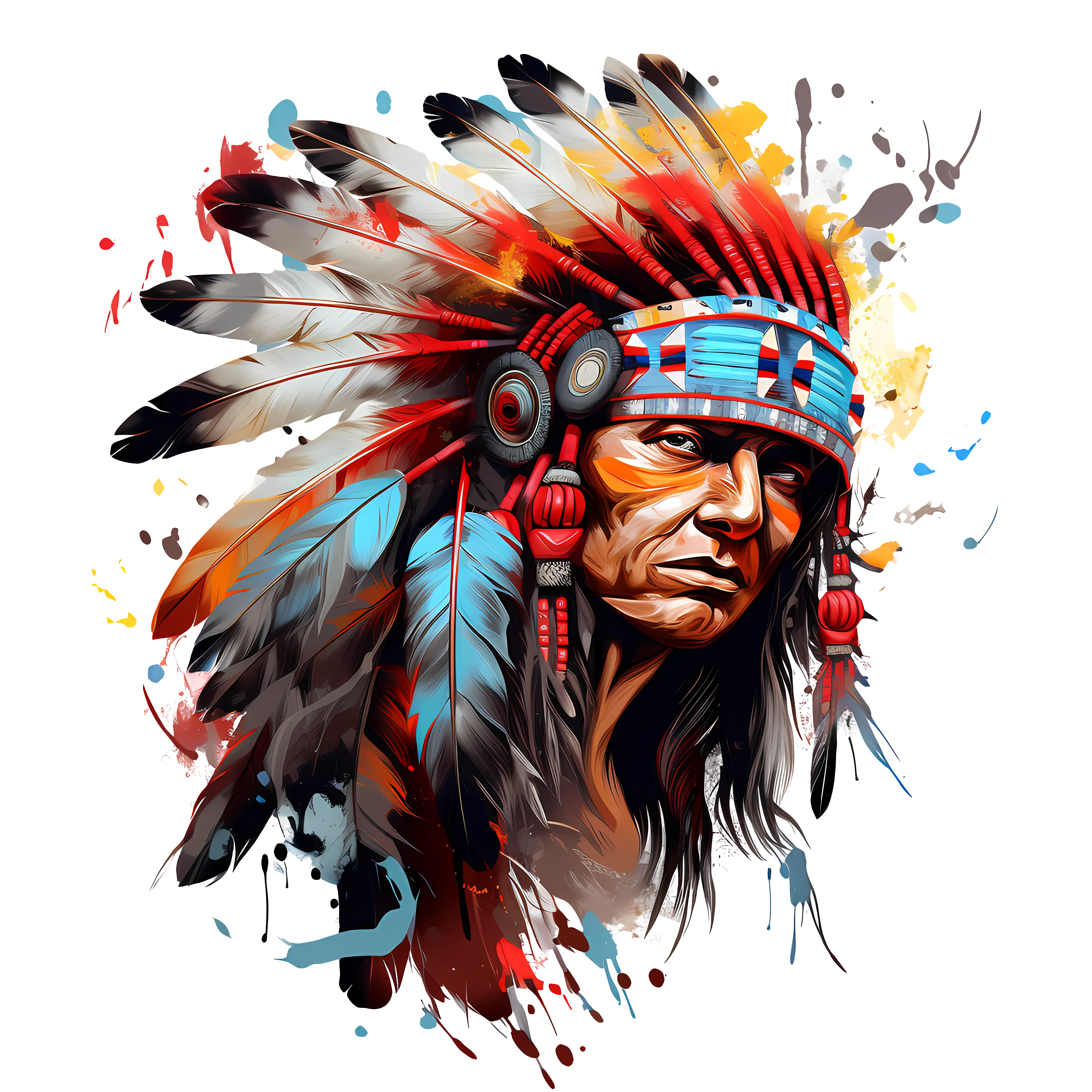 Native American Chief with Headdress