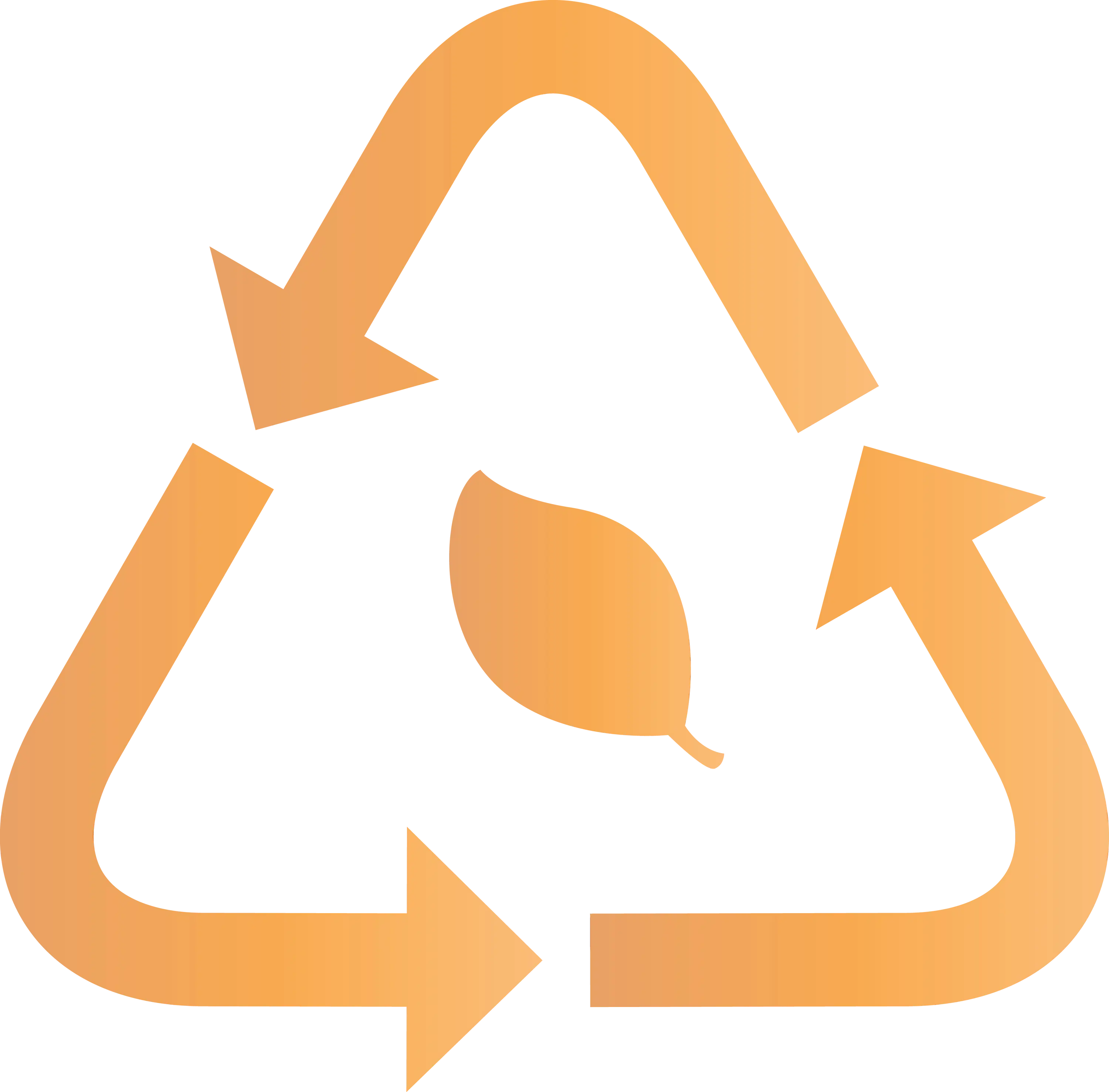 Orange Recycling Symbol with Leaf