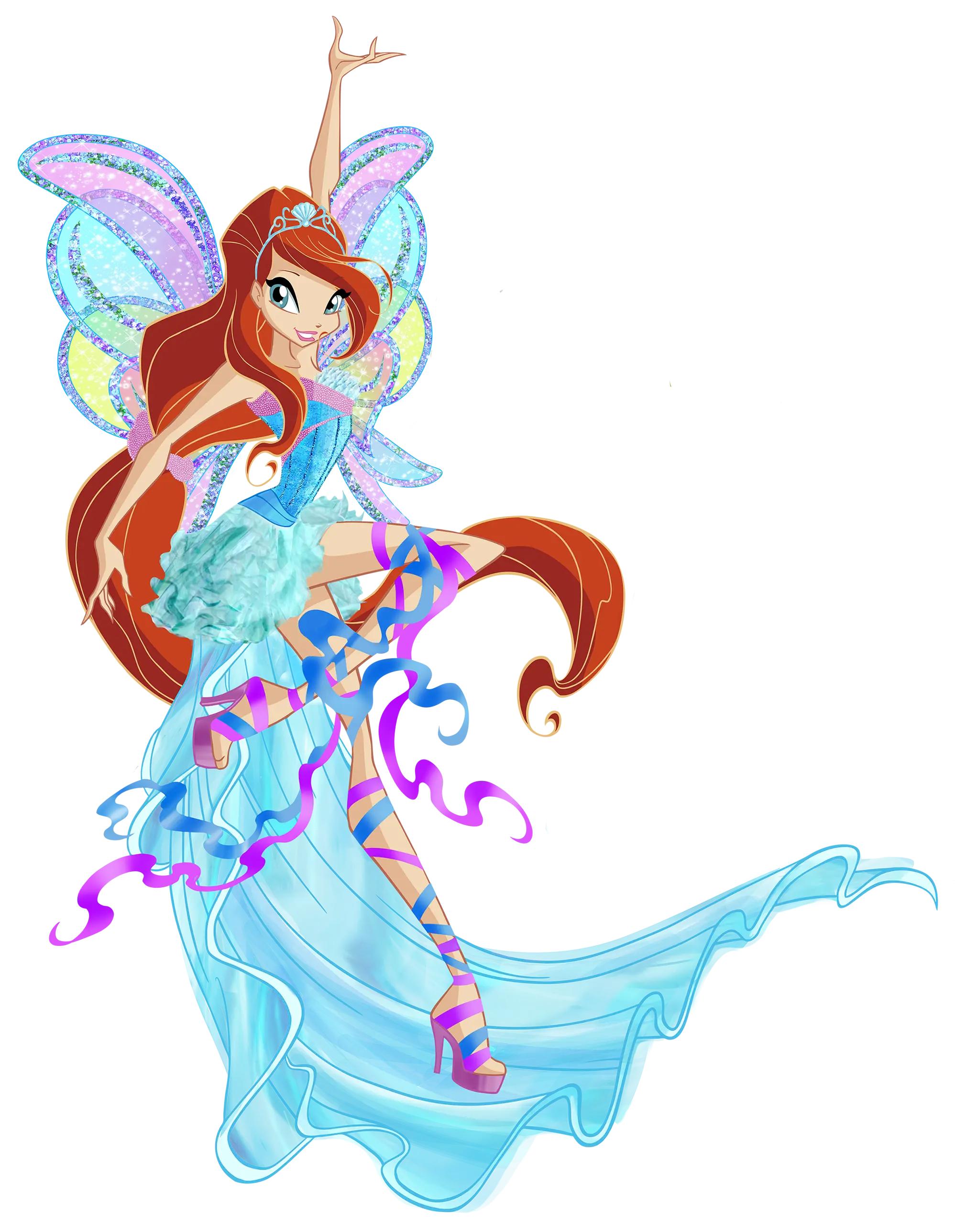 Colorful Fairy Character with Glittering Wings