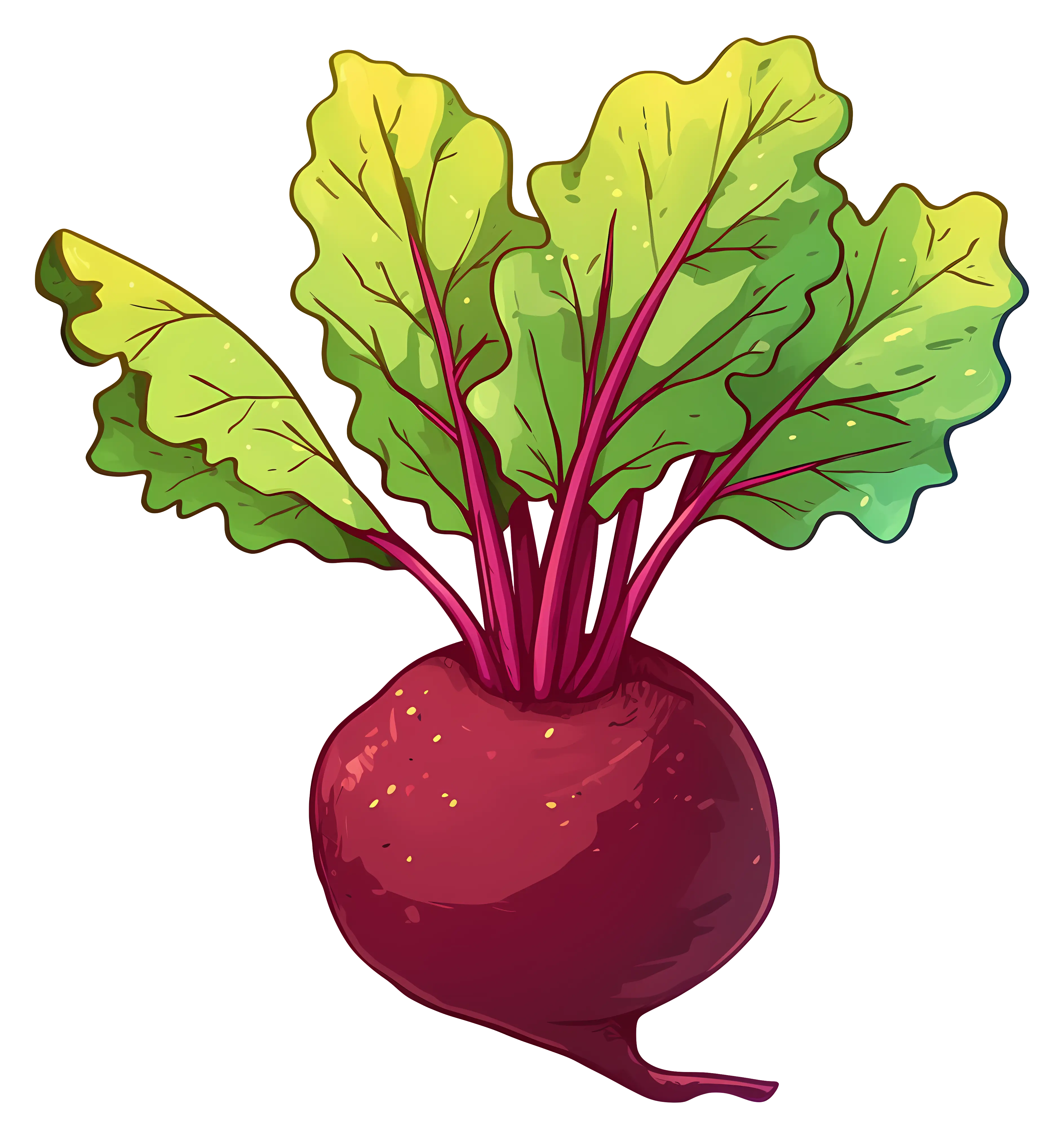 Beetroot Illustration with Green Leaves