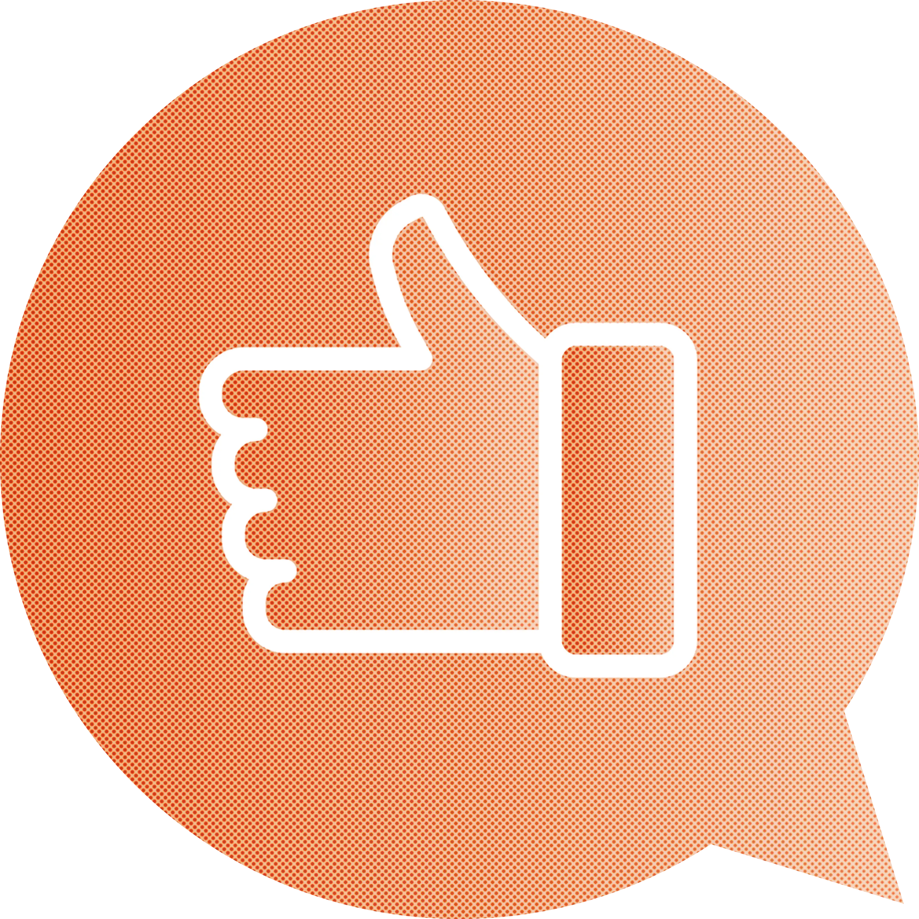 Orange Speech Bubble with Thumbs-Up Icon