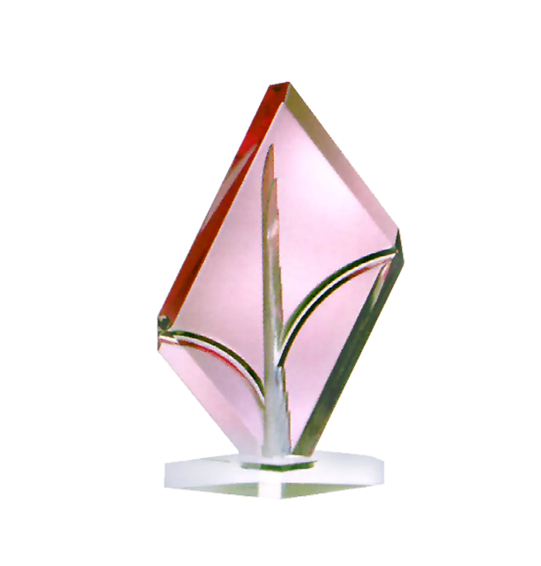 Pink Glass Trophy with Elegant Design