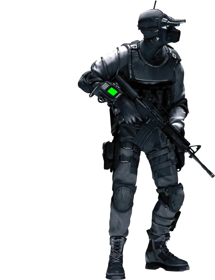 Tactical Soldier in Combat Gear with Weapon