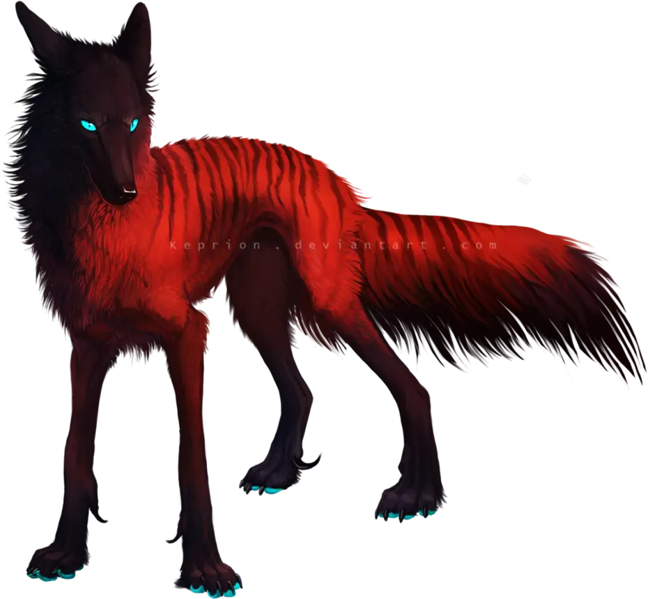 Red and Black Fantasy Wolf