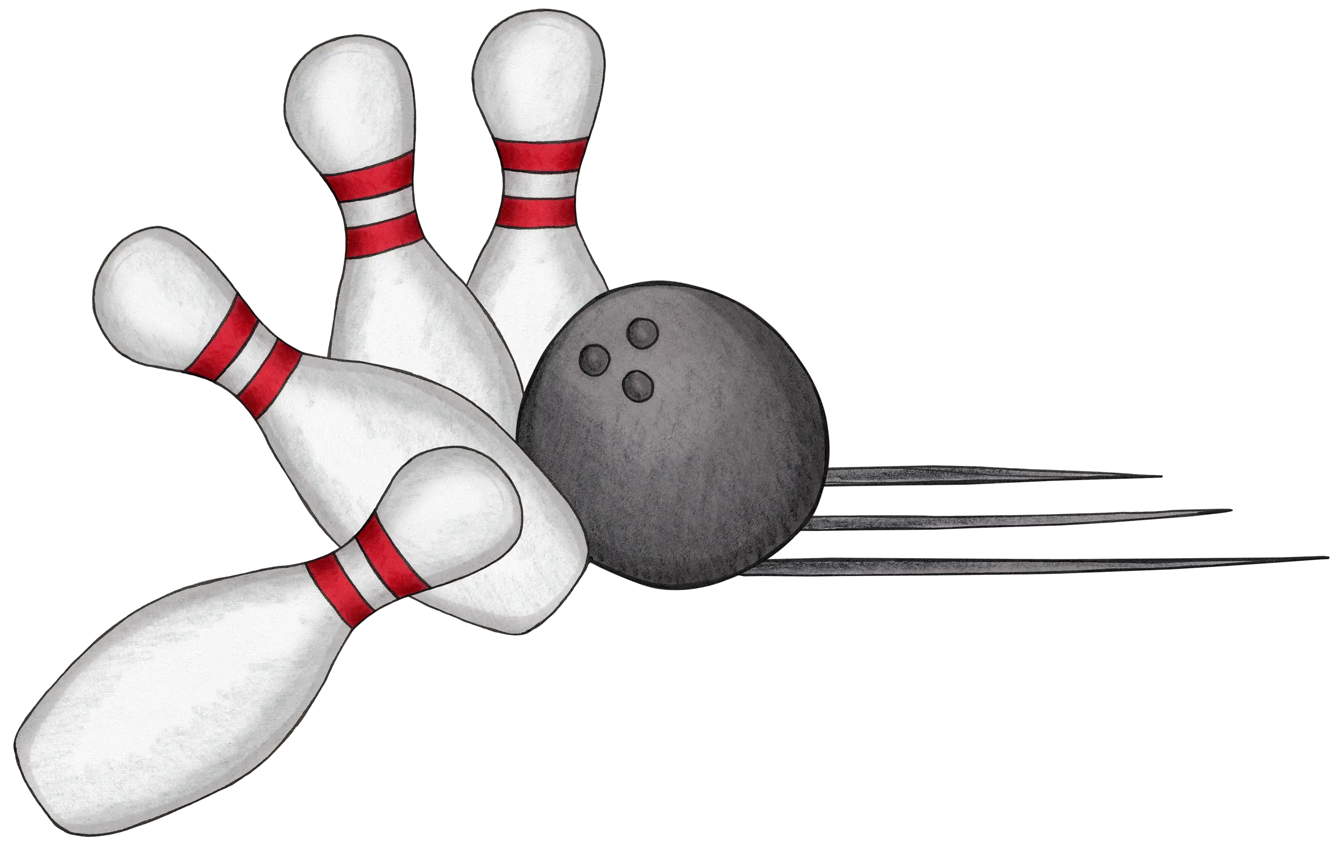 Bowling Pins and Ball in Action
