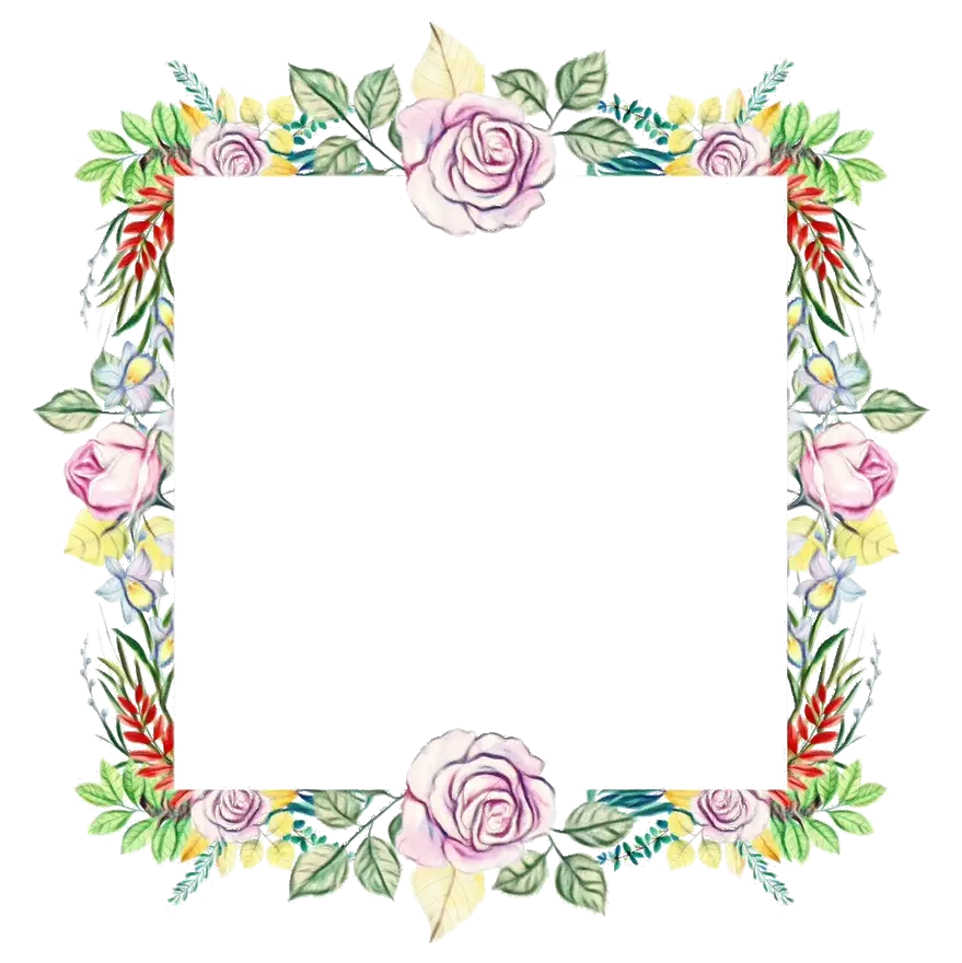Floral Square Frame with Roses