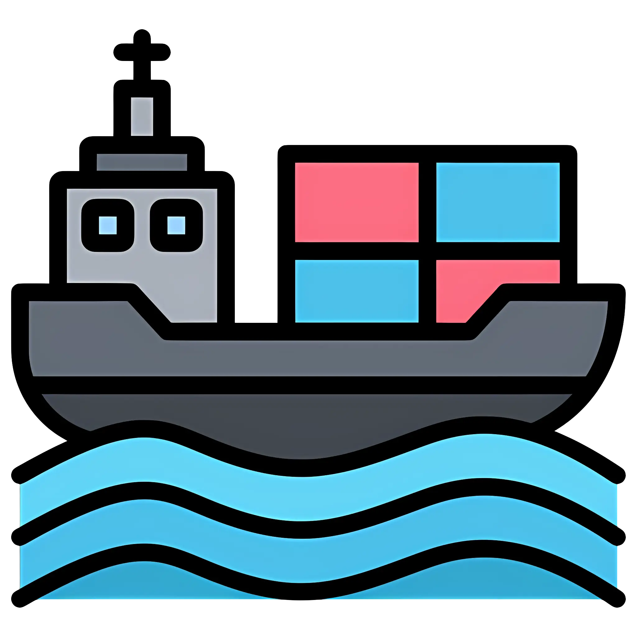 Container Cargo Ship on the Sea Waves