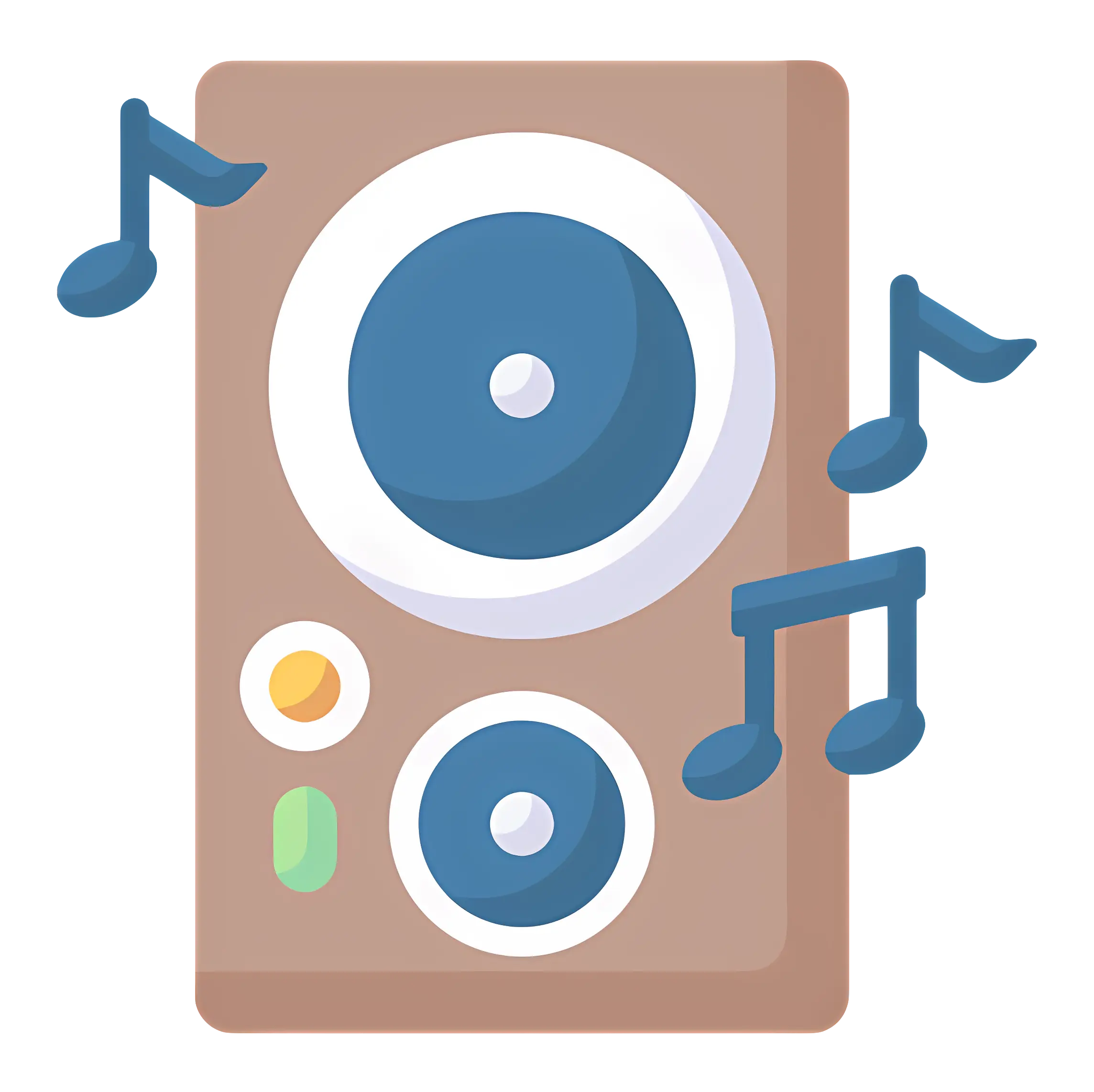 Brown Speaker with Music Notes