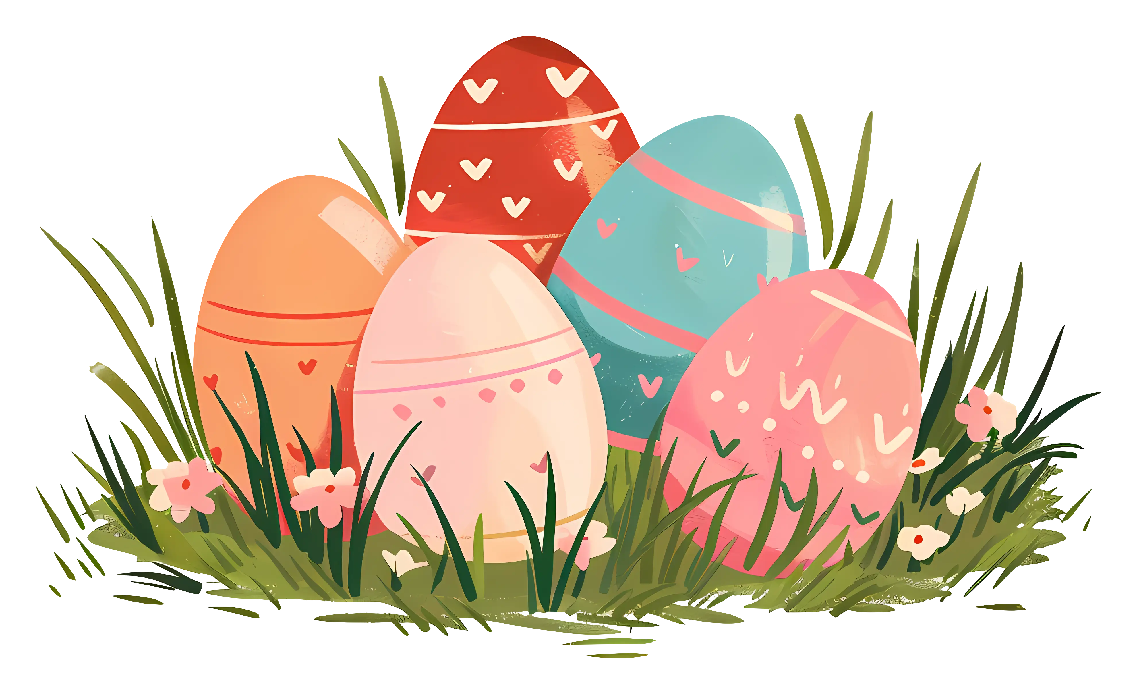 Decorative Easter Eggs in Grass
