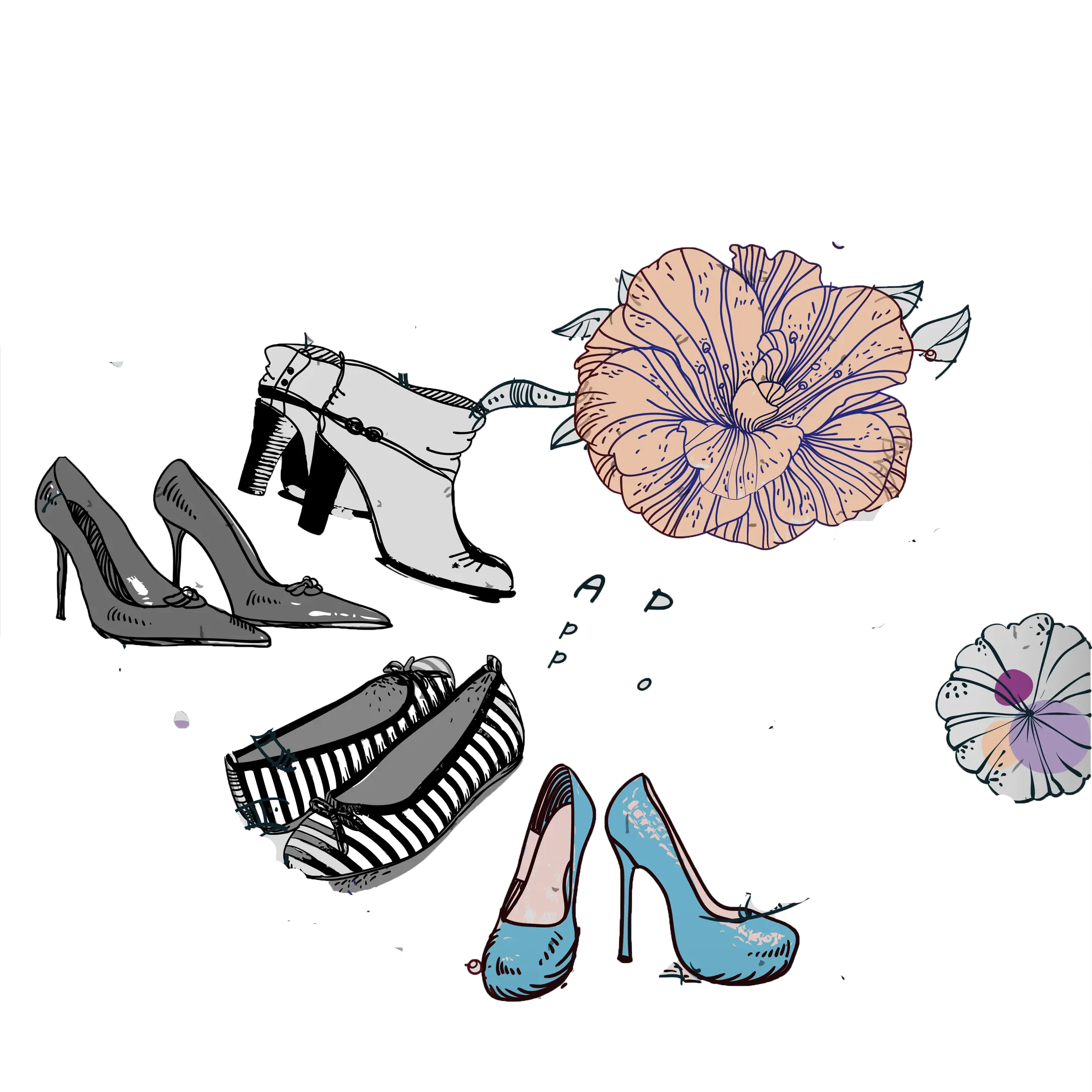Fashionable Shoes and Floral Design