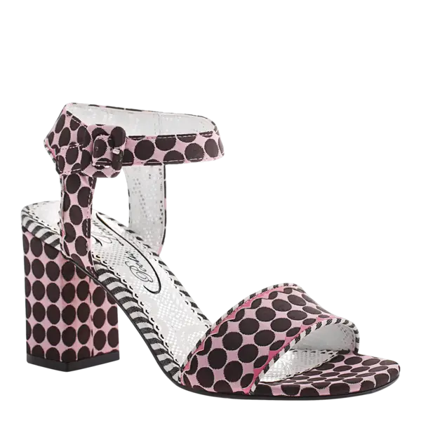 Pink and Black Polka Dot High Heel Sandal