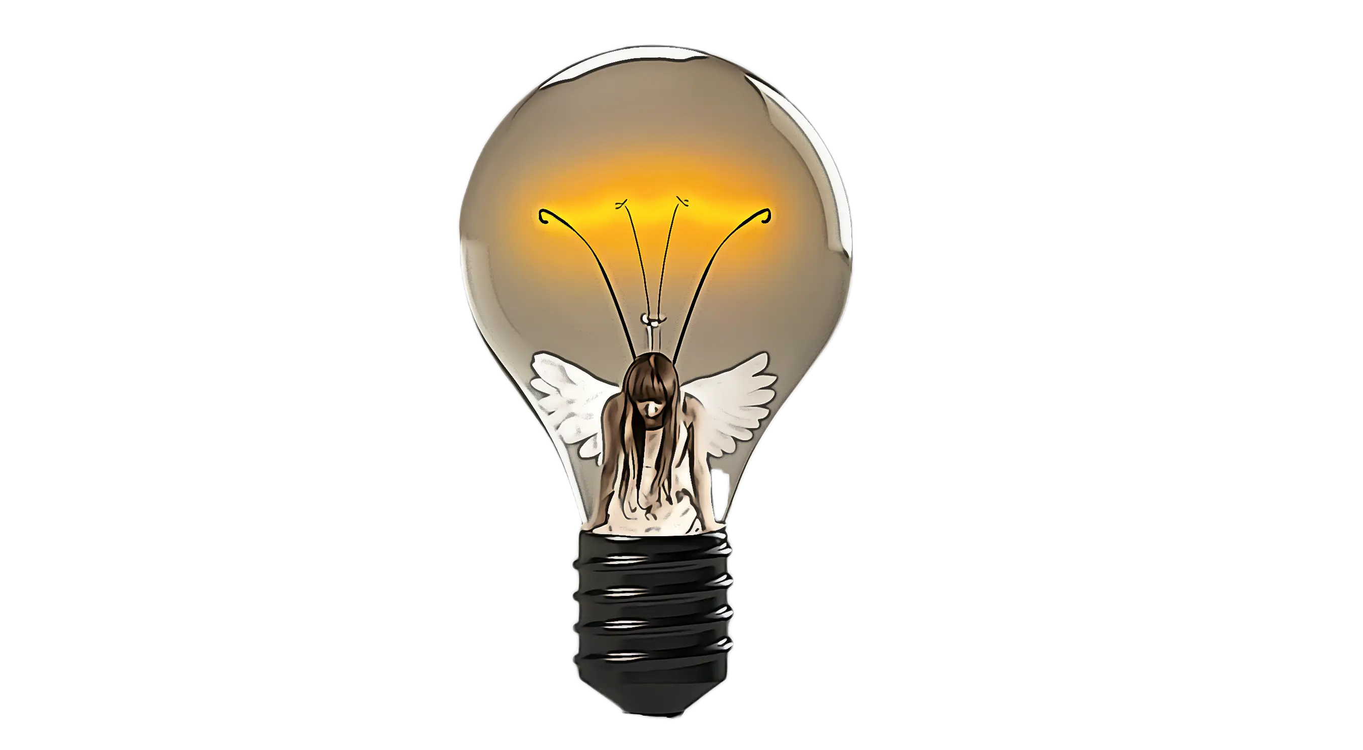 Fairy in Glowing Light Bulb