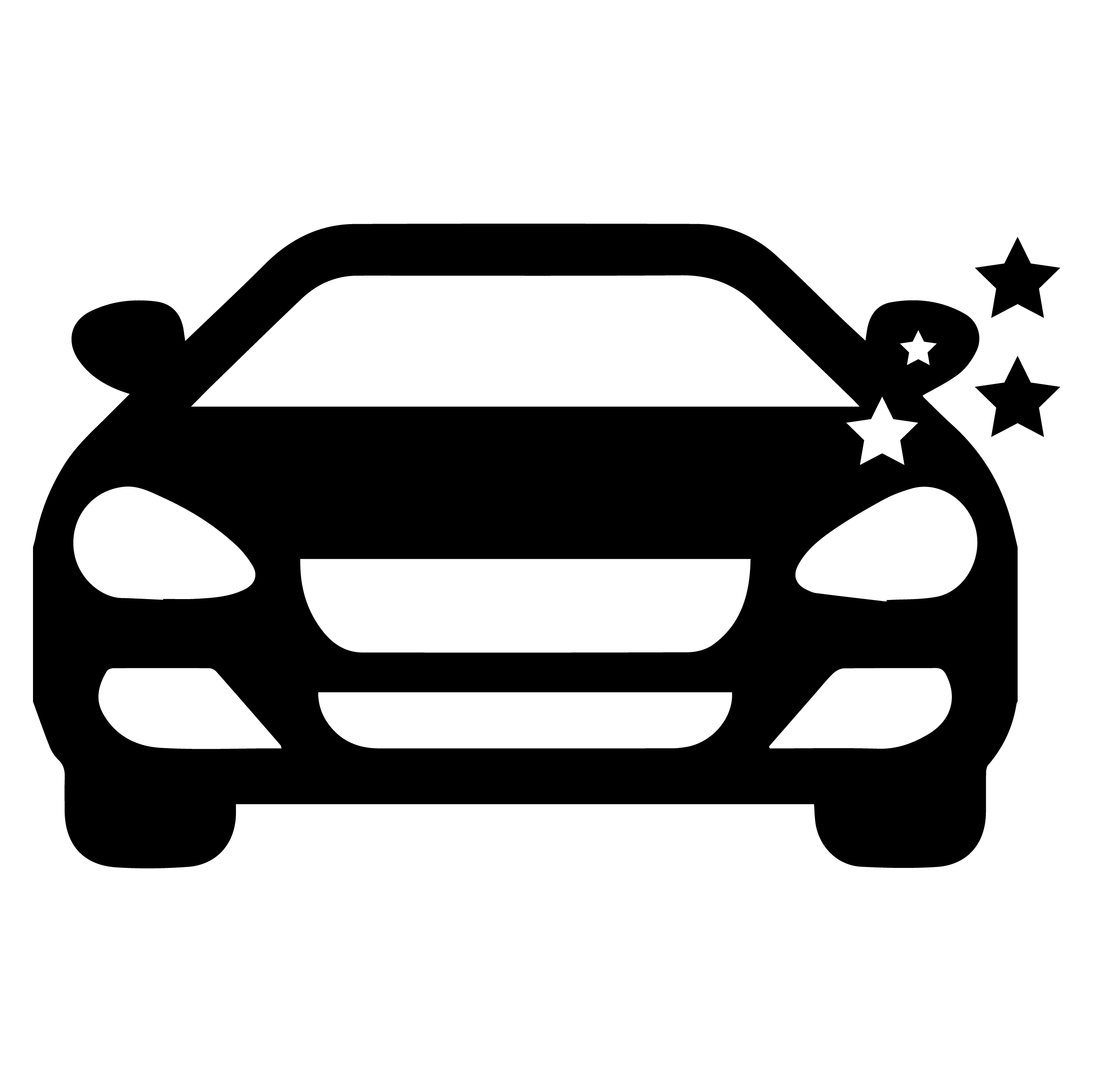 Black Automobile Icon with Stars