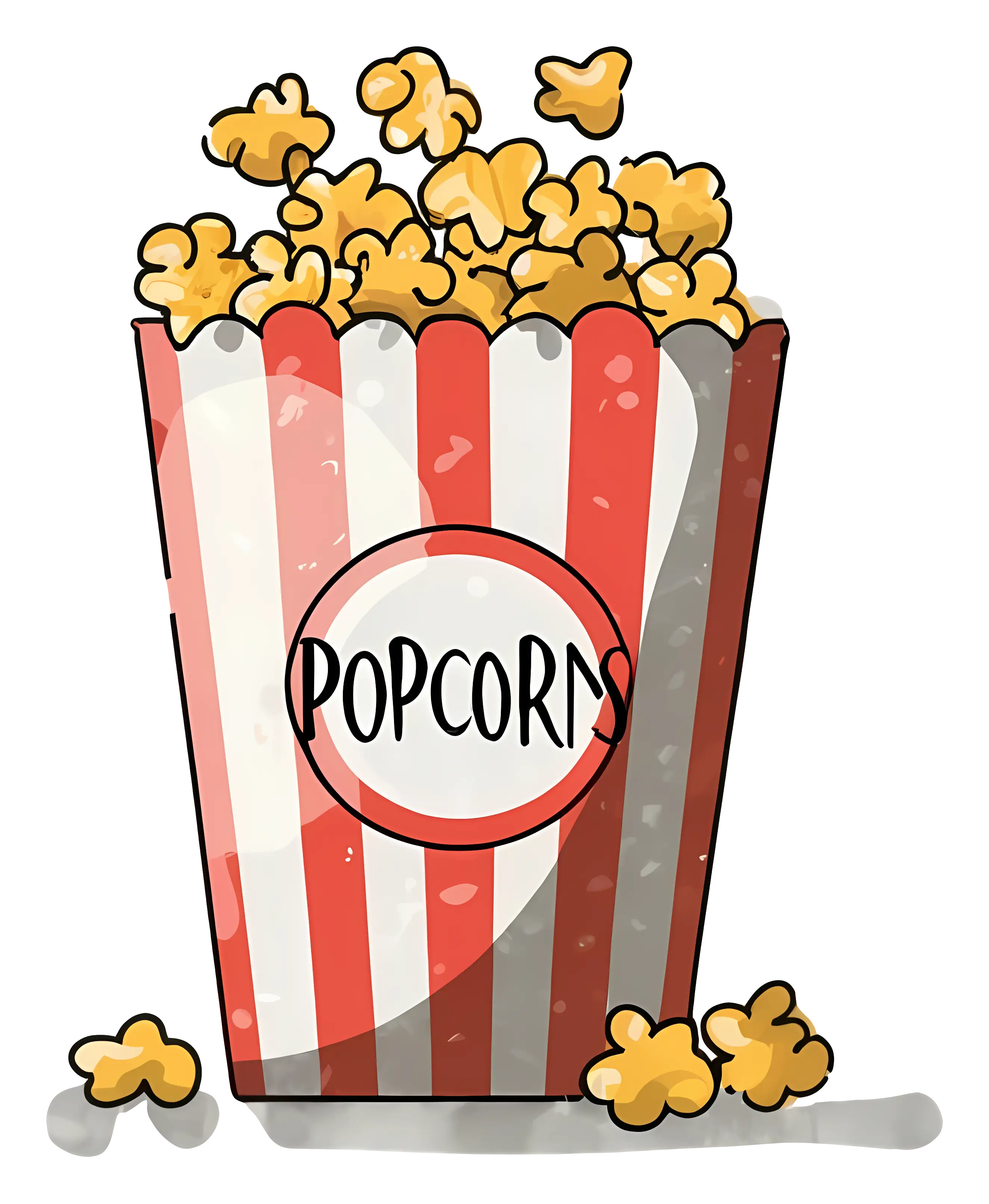 Popcorn in Red-striped Box Illustration