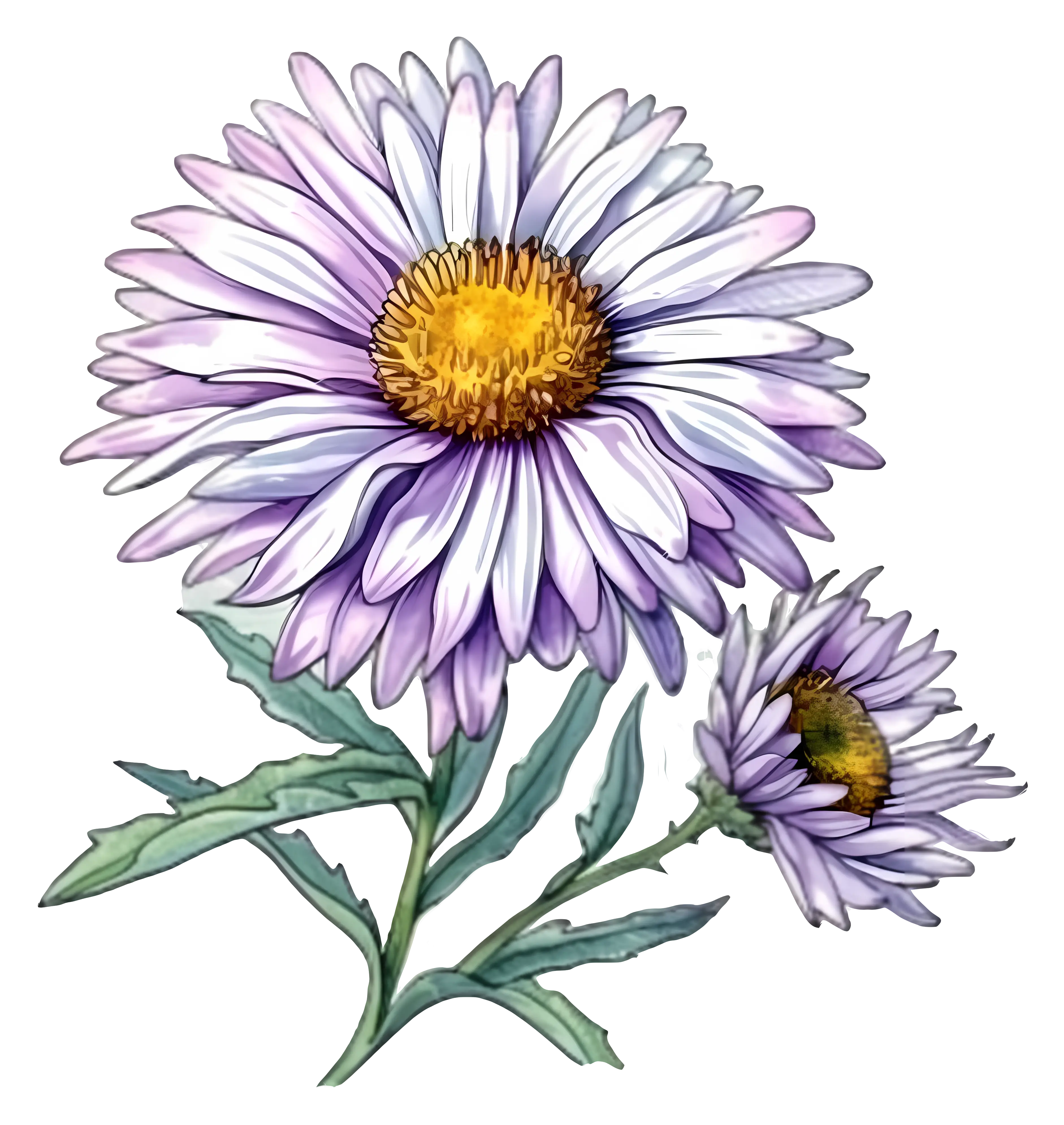 Beautiful Purple Daisy Flower Illustration