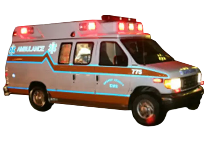Emergency Ambulance with Lights On