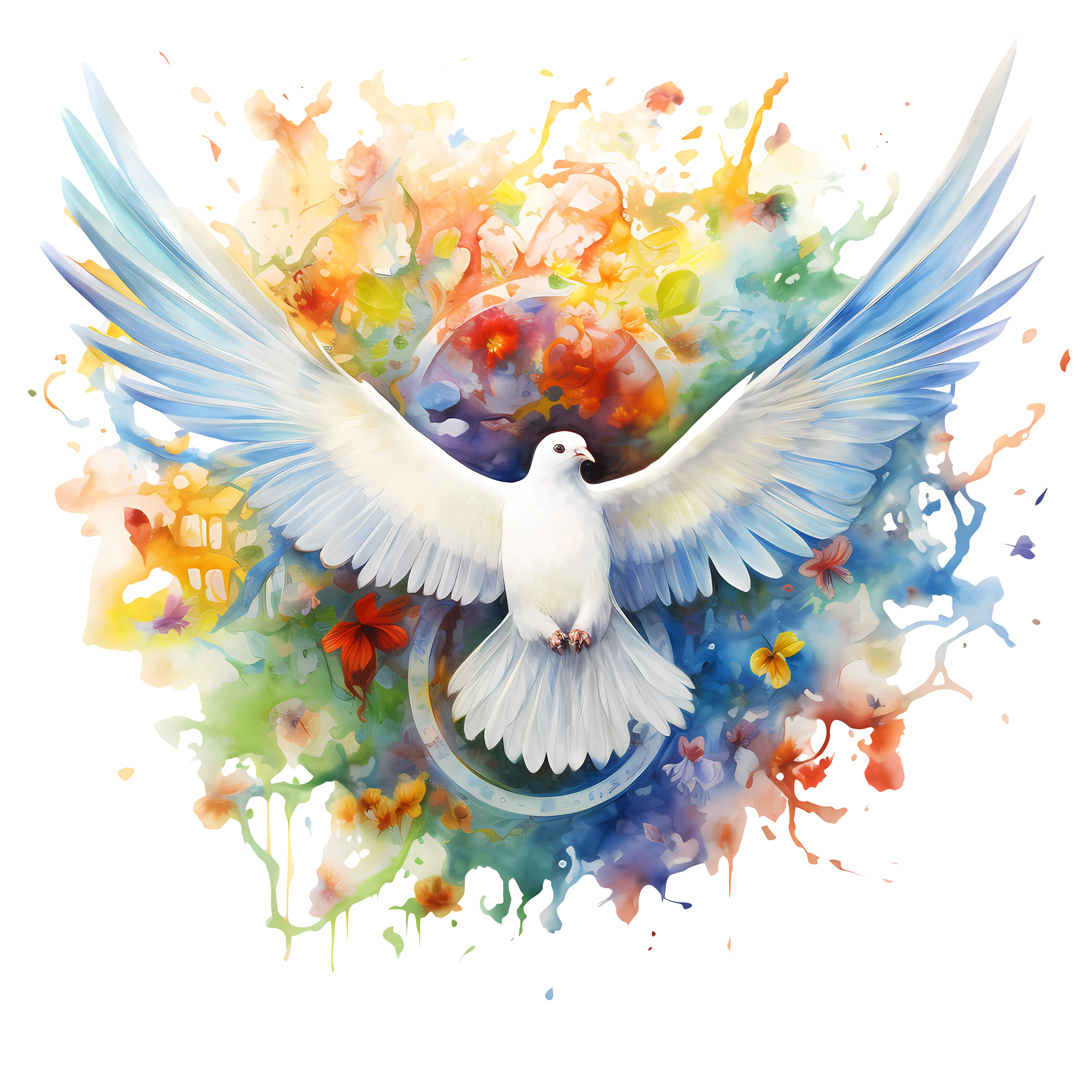 White Dove with Vibrant Abstract Background