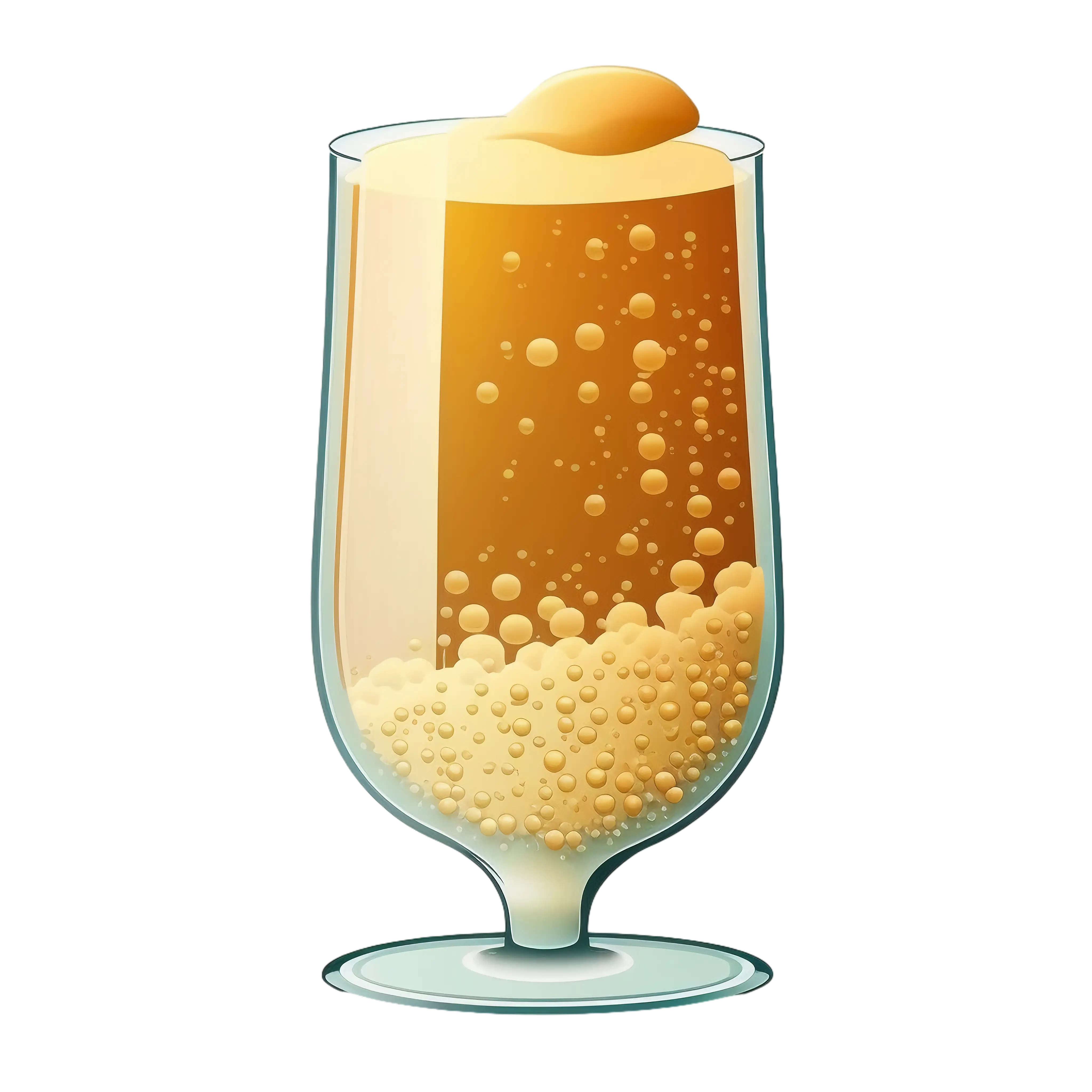 Beer Glass with Bubbles and Foam