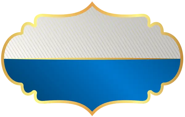 Blue and White Decorative Label with Gold Trim
