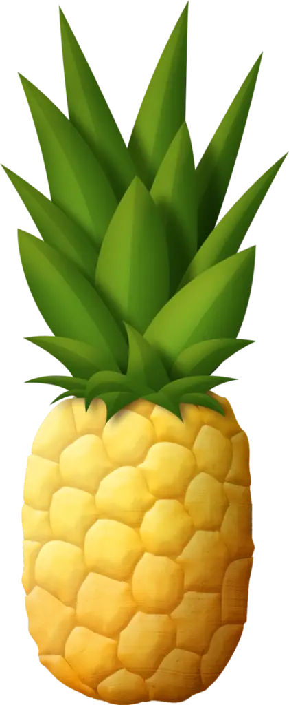 Yellow Pineapple with Green Leaves