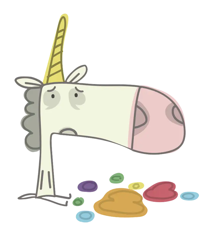 Sad Unicorn with Rainbow Droppings