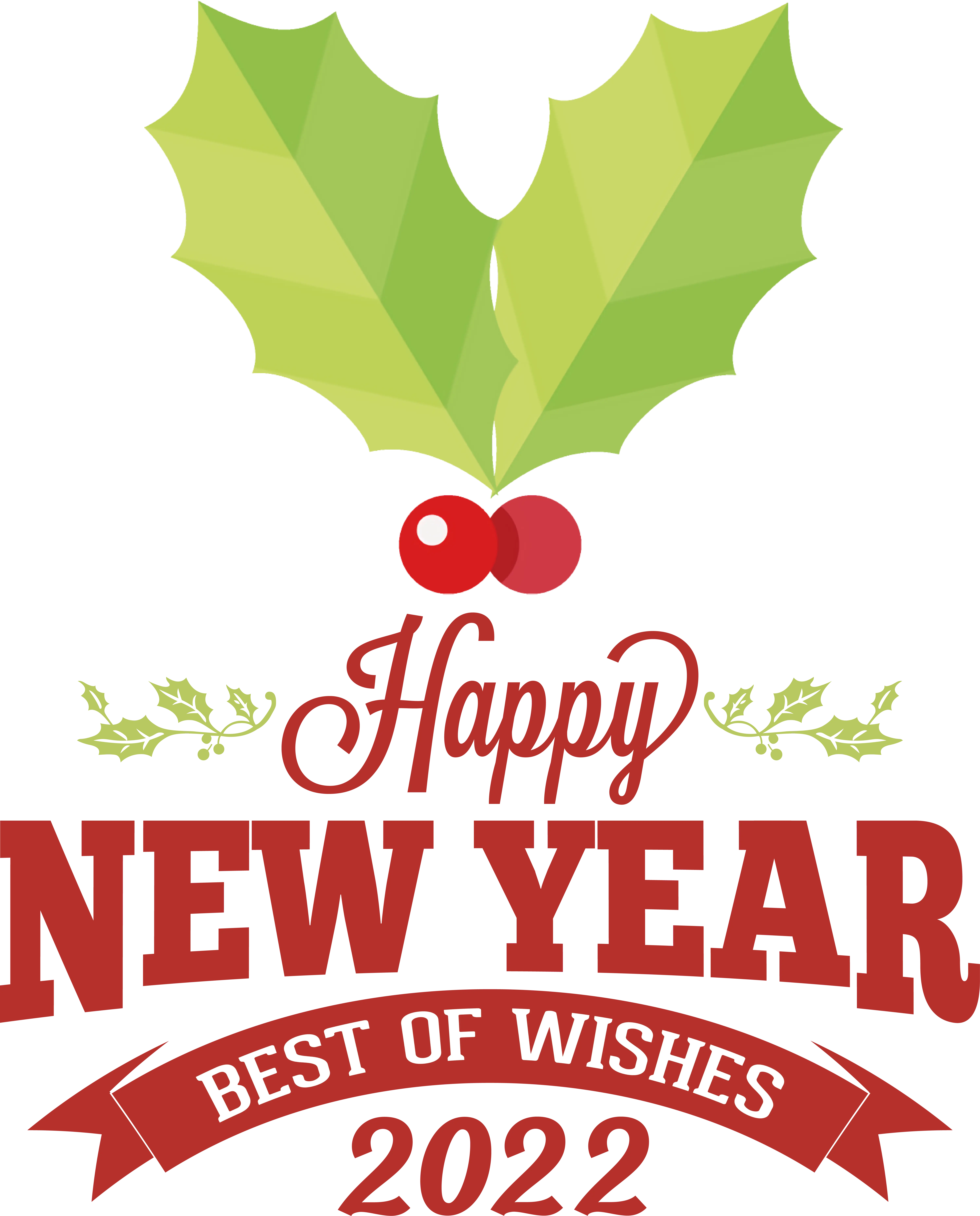 Joyful Happy New Year 2022 Greeting with Holly