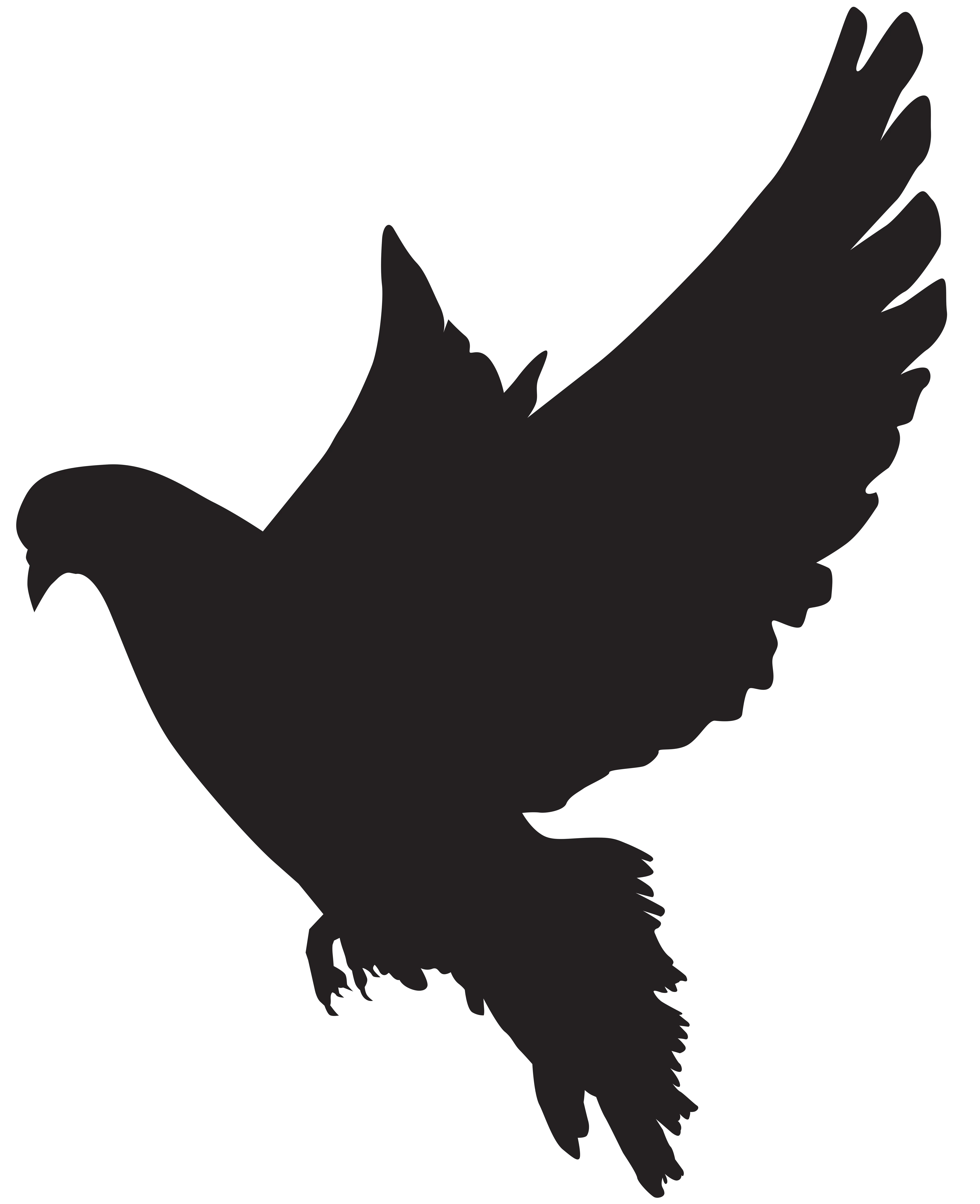 Flying Bird Silhouette in Black