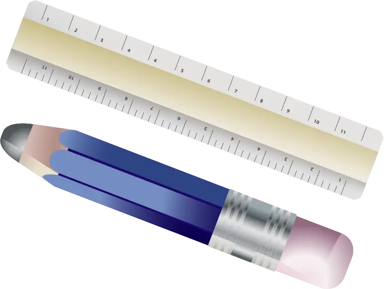 Blue Pencil and Ruler Combination