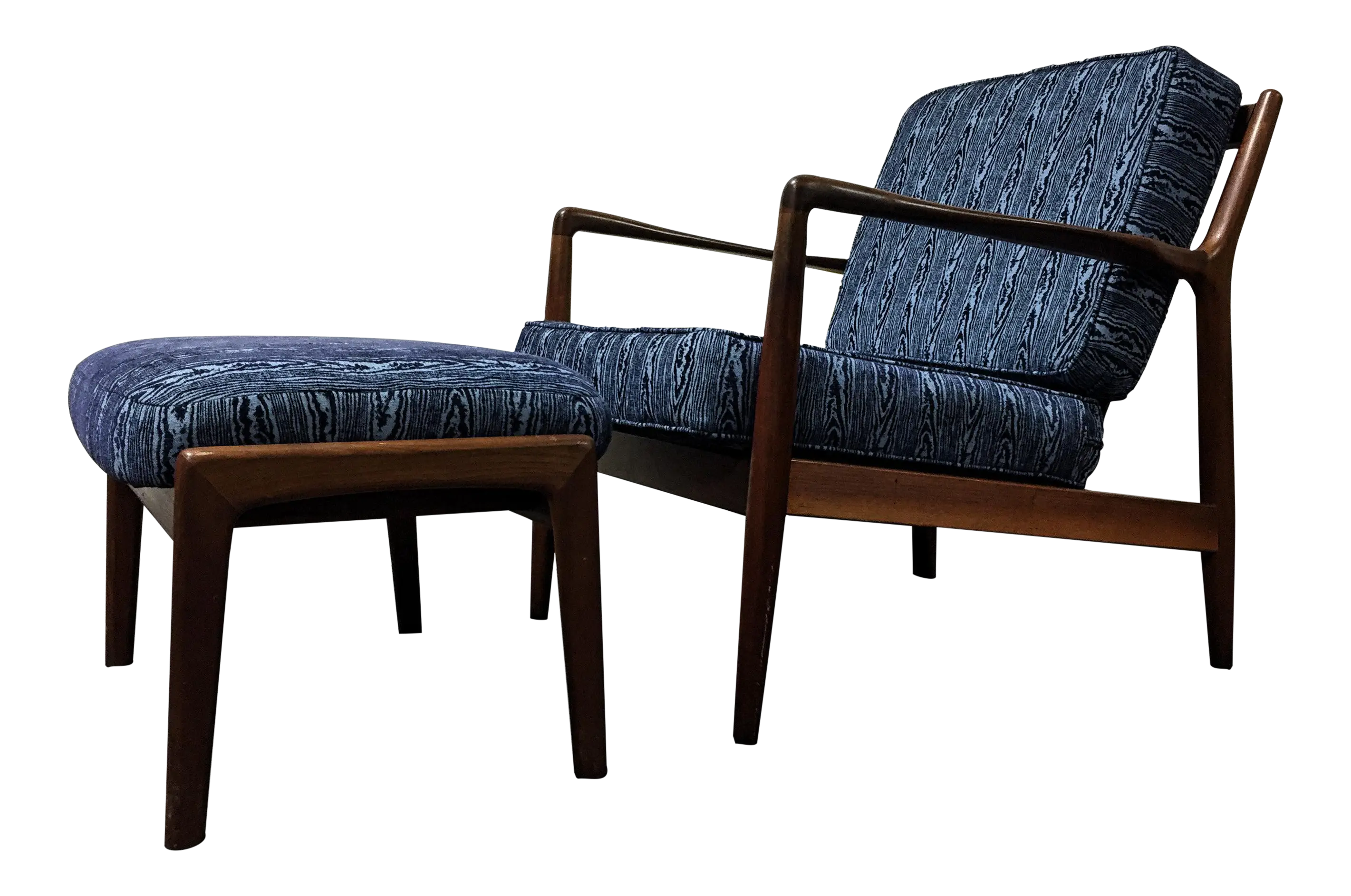 Wooden Armchair with Cushion and Matching Footrest
